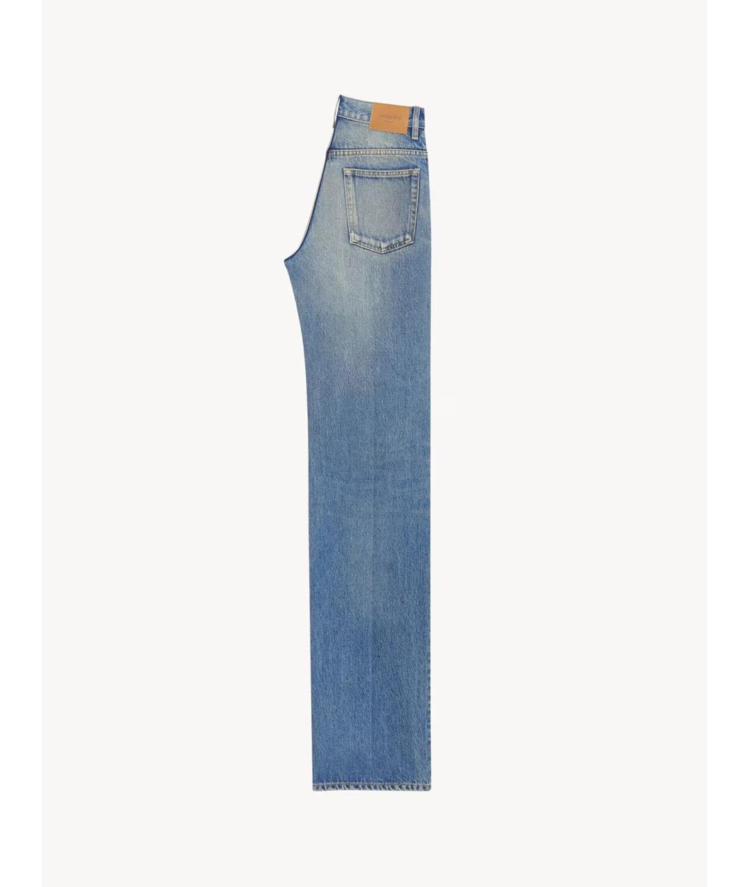 SAINT LAURENT Голубые хлопковые прямые джинсы, фото 3