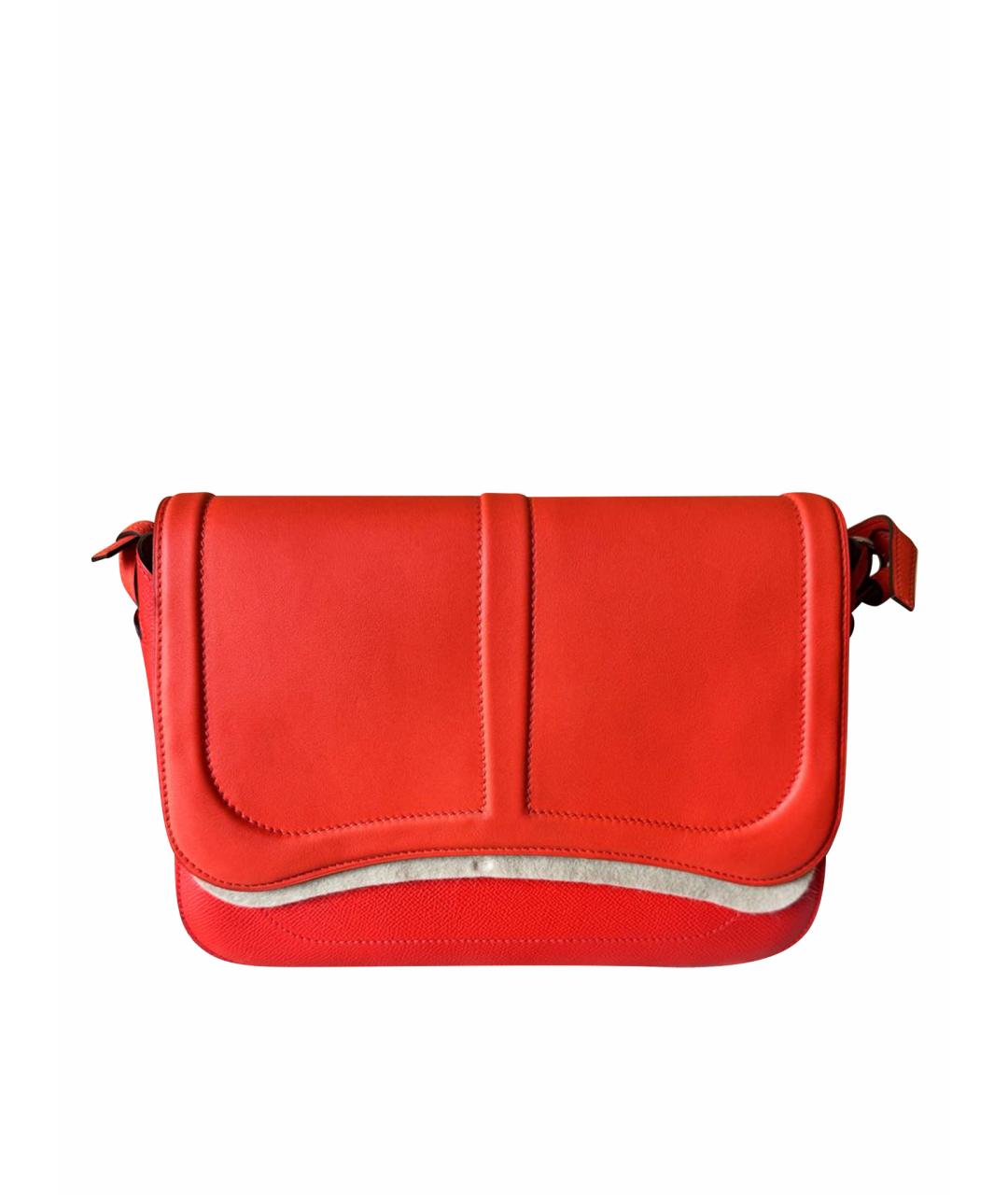 HERMES Оранжевая кожаная сумка с короткими ручками, фото 1