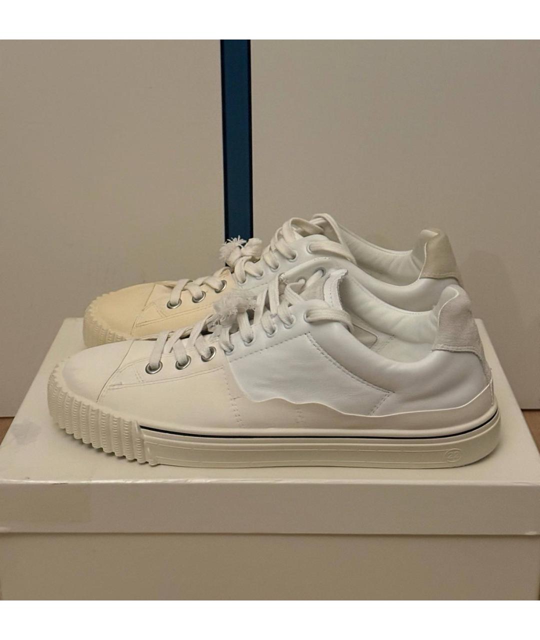 MAISON MARGIELA Белые кожаные низкие кроссовки / кеды, фото 6