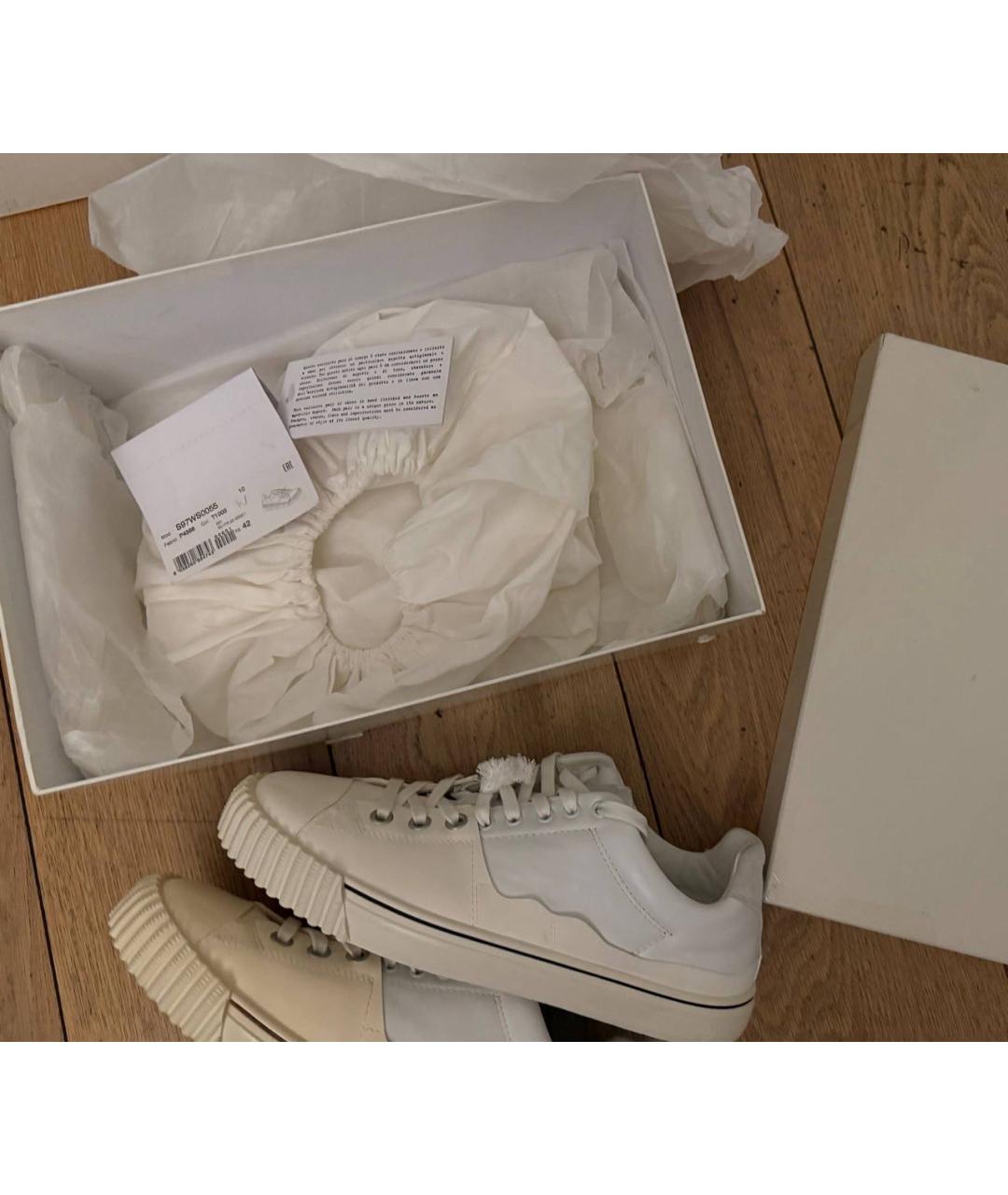 MAISON MARGIELA Белые кожаные низкие кроссовки / кеды, фото 5