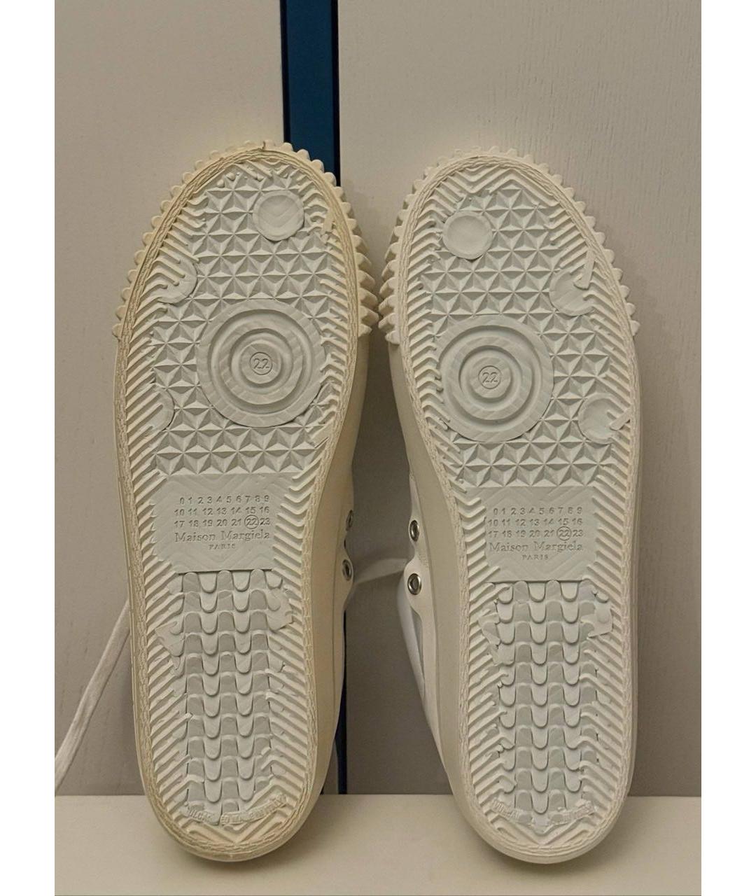 MAISON MARGIELA Белые кожаные низкие кроссовки / кеды, фото 3