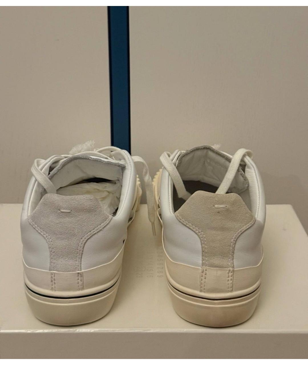 MAISON MARGIELA Белые кожаные низкие кроссовки / кеды, фото 2