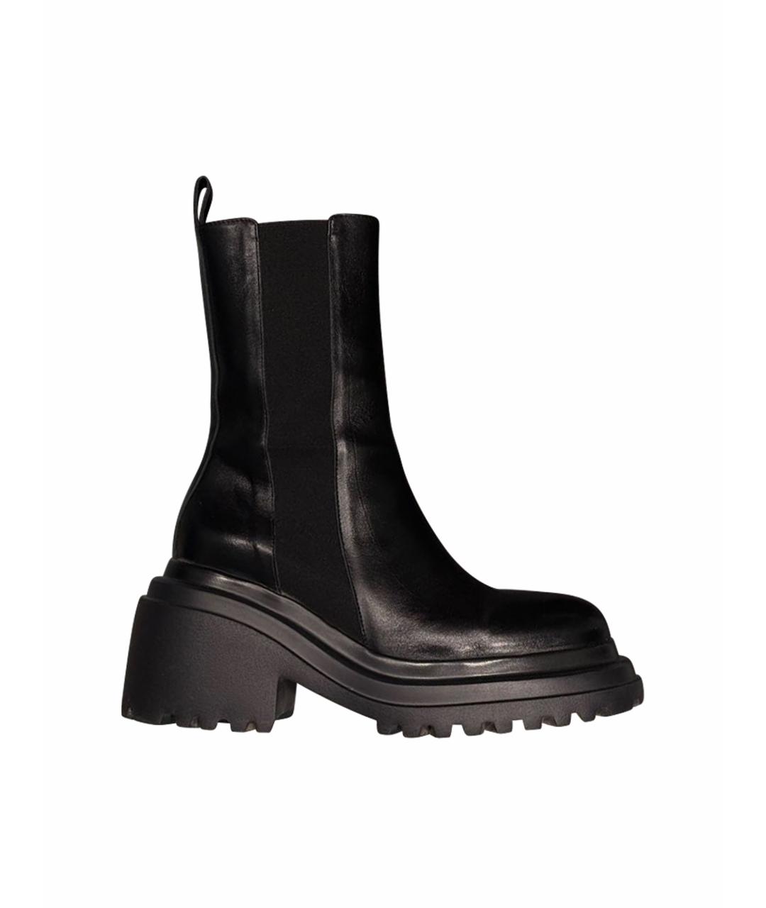 MAJE Черные кожаные ботинки, фото 1