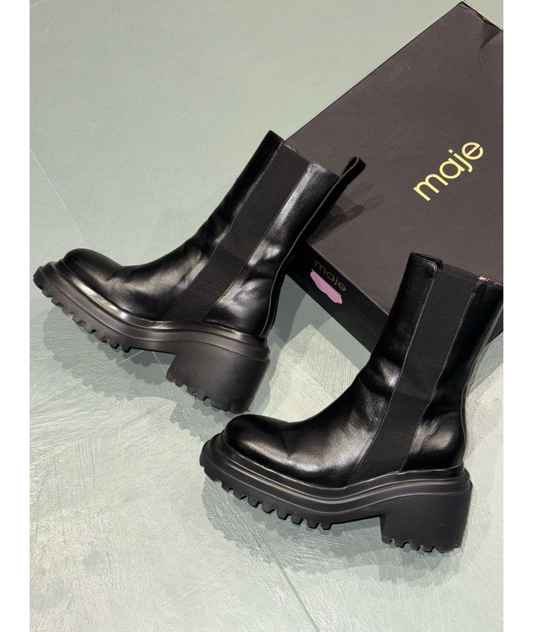 MAJE Черные кожаные ботинки, фото 2