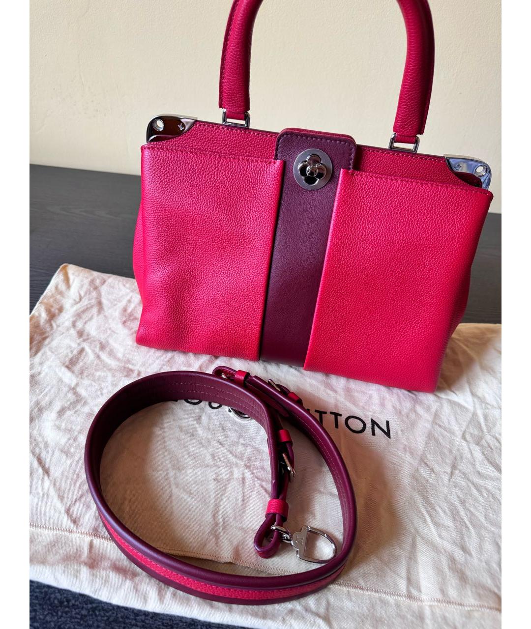 LOUIS VUITTON Коралловая кожаная сумка с короткими ручками, фото 7