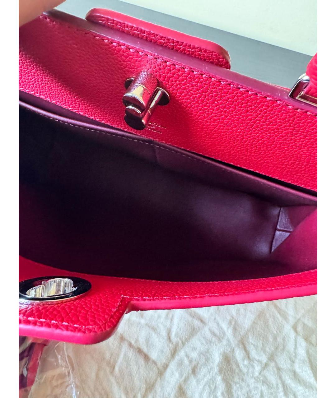 LOUIS VUITTON Коралловая кожаная сумка с короткими ручками, фото 6
