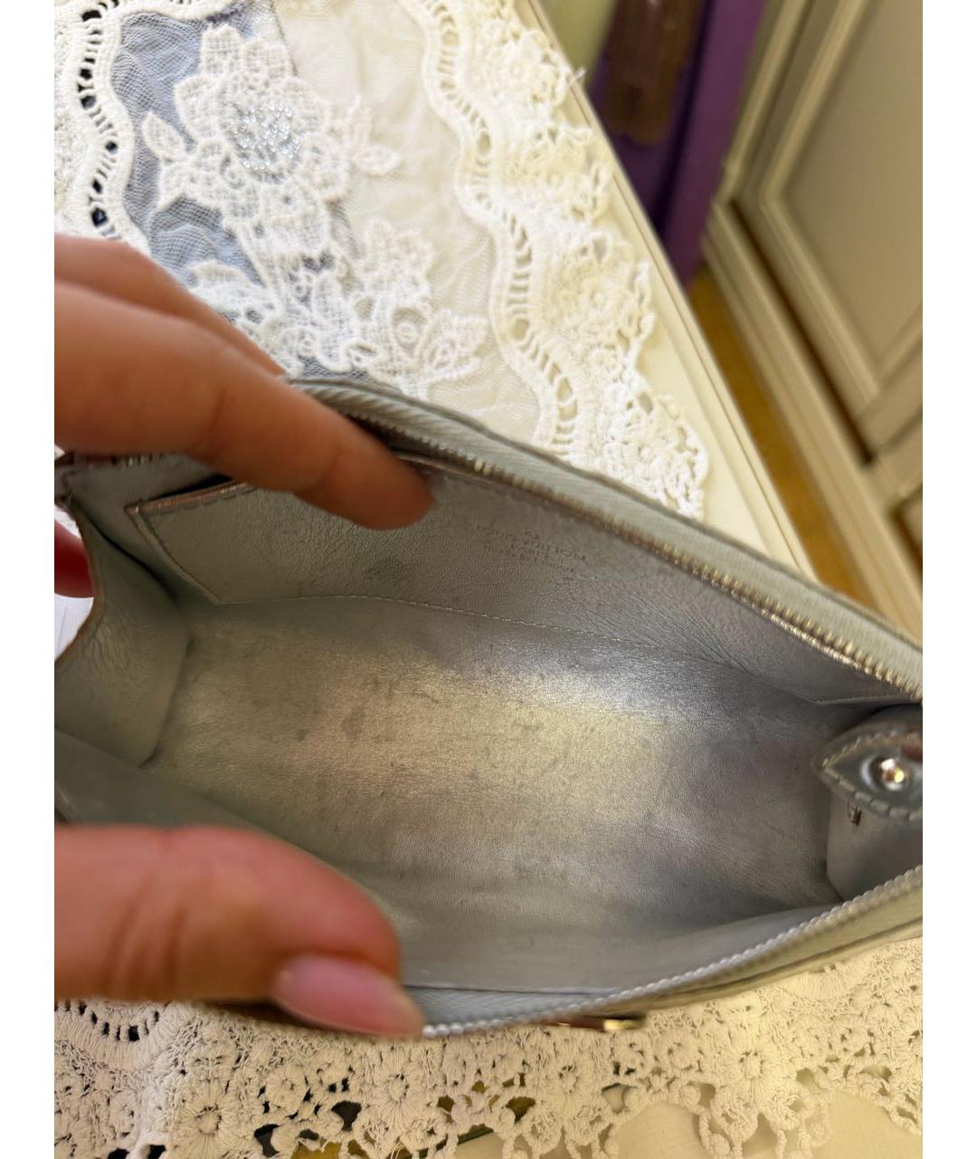 LOUIS VUITTON Серебряная кожаная косметичка, фото 5