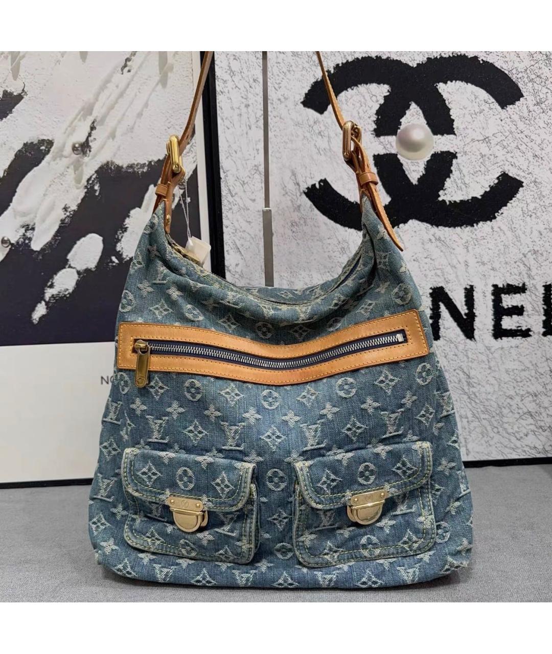 LOUIS VUITTON Голубая сумка тоут, фото 9