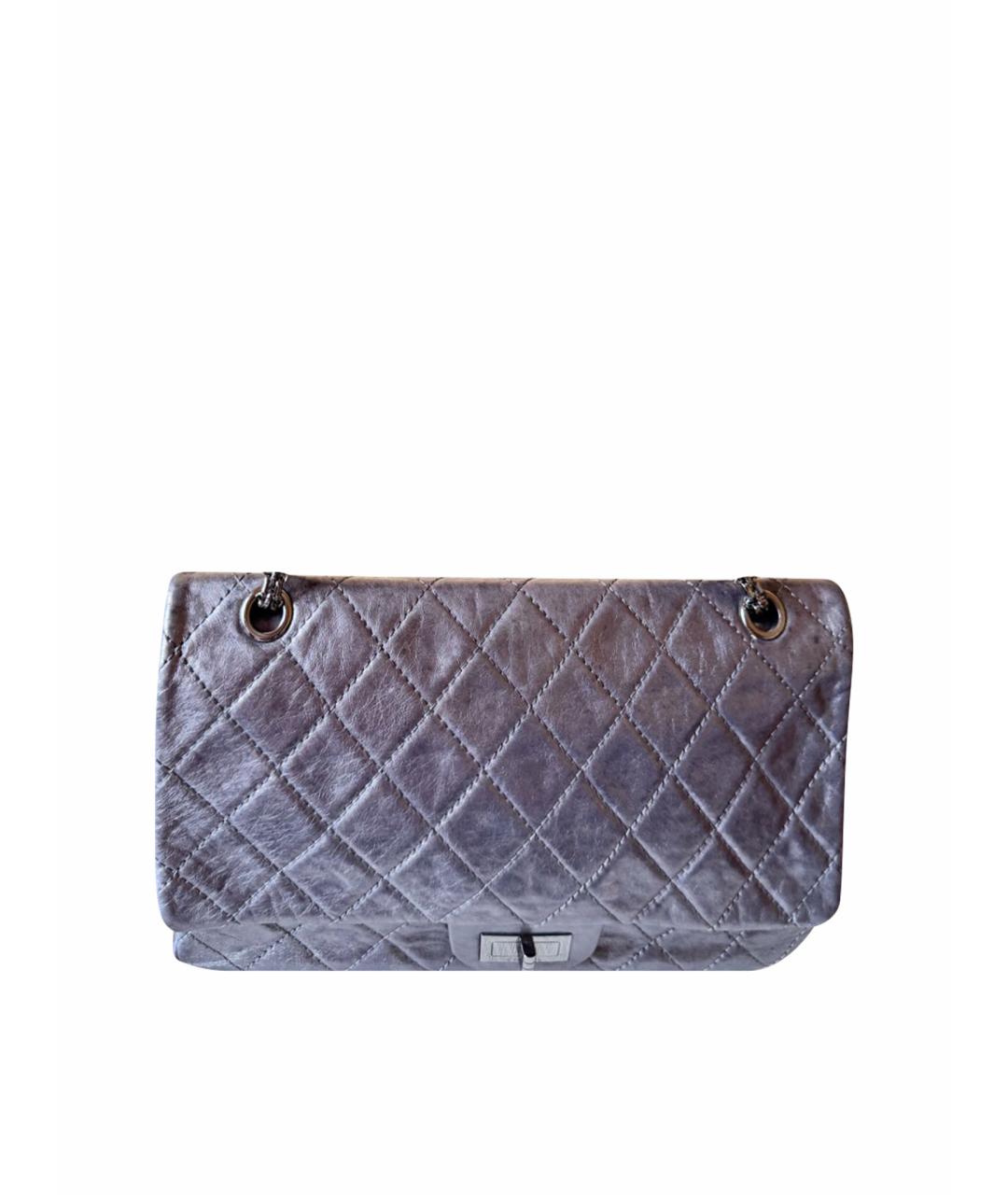 CHANEL Серебряная кожаная сумка с короткими ручками, фото 1