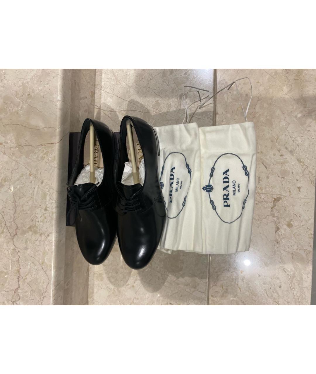 PRADA Черные кожаные брогги и оксфорды, фото 7