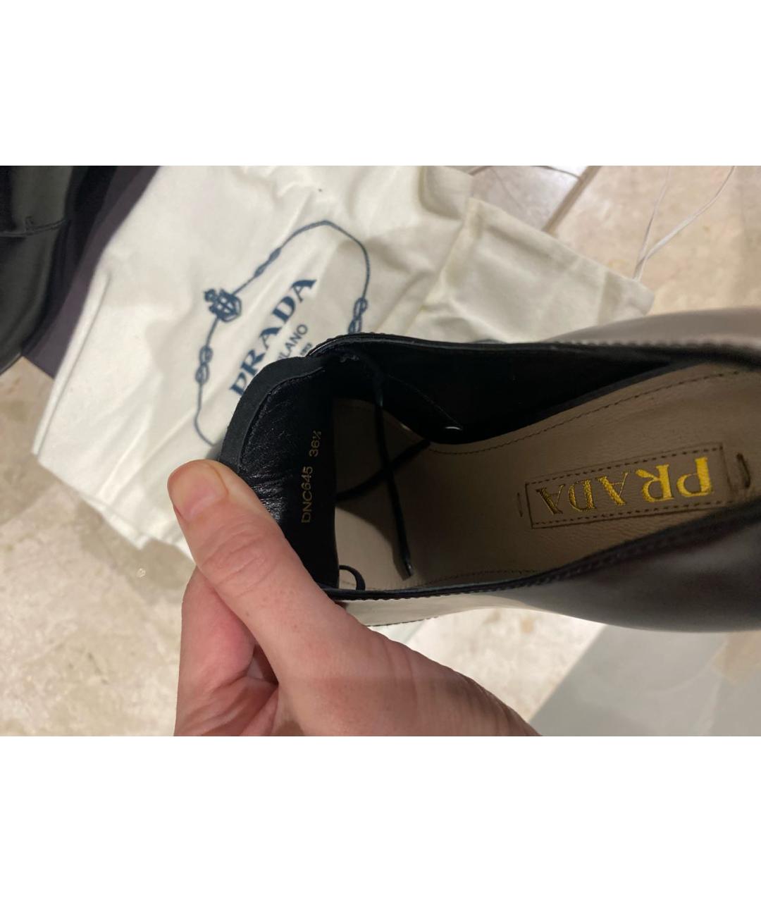 PRADA Черные кожаные брогги и оксфорды, фото 8
