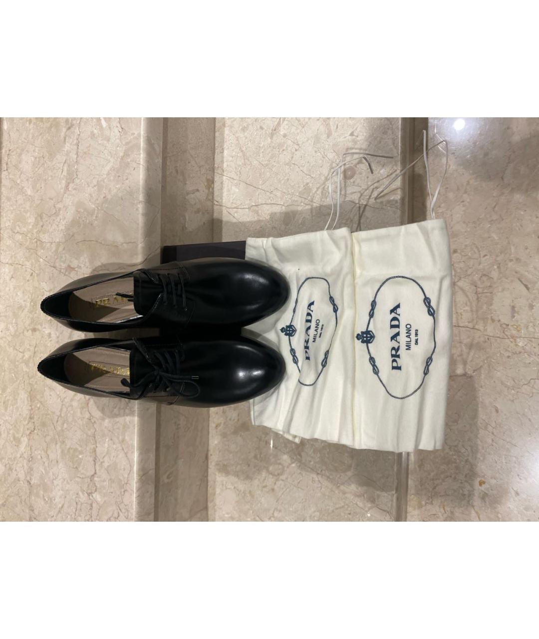 PRADA Черные кожаные брогги и оксфорды, фото 6