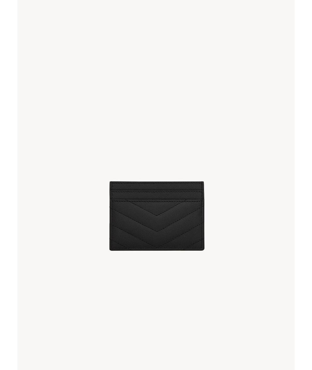 SAINT LAURENT Черный кожаный кардхолдер, фото 2
