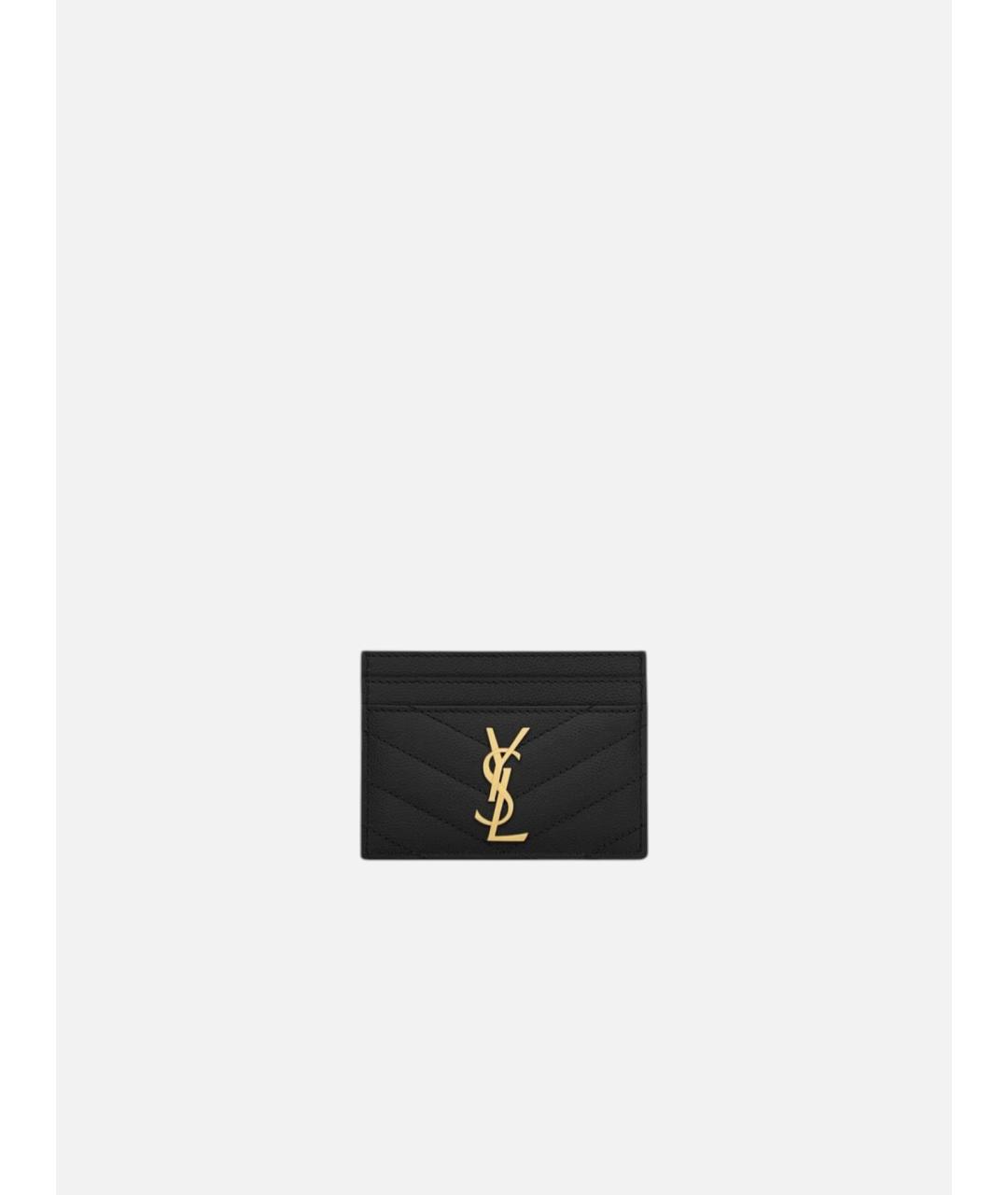 SAINT LAURENT Черный кожаный кардхолдер, фото 3