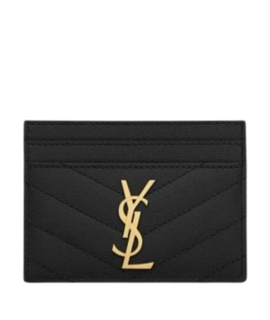 SAINT LAURENT Черный кожаный кардхолдер, фото 1