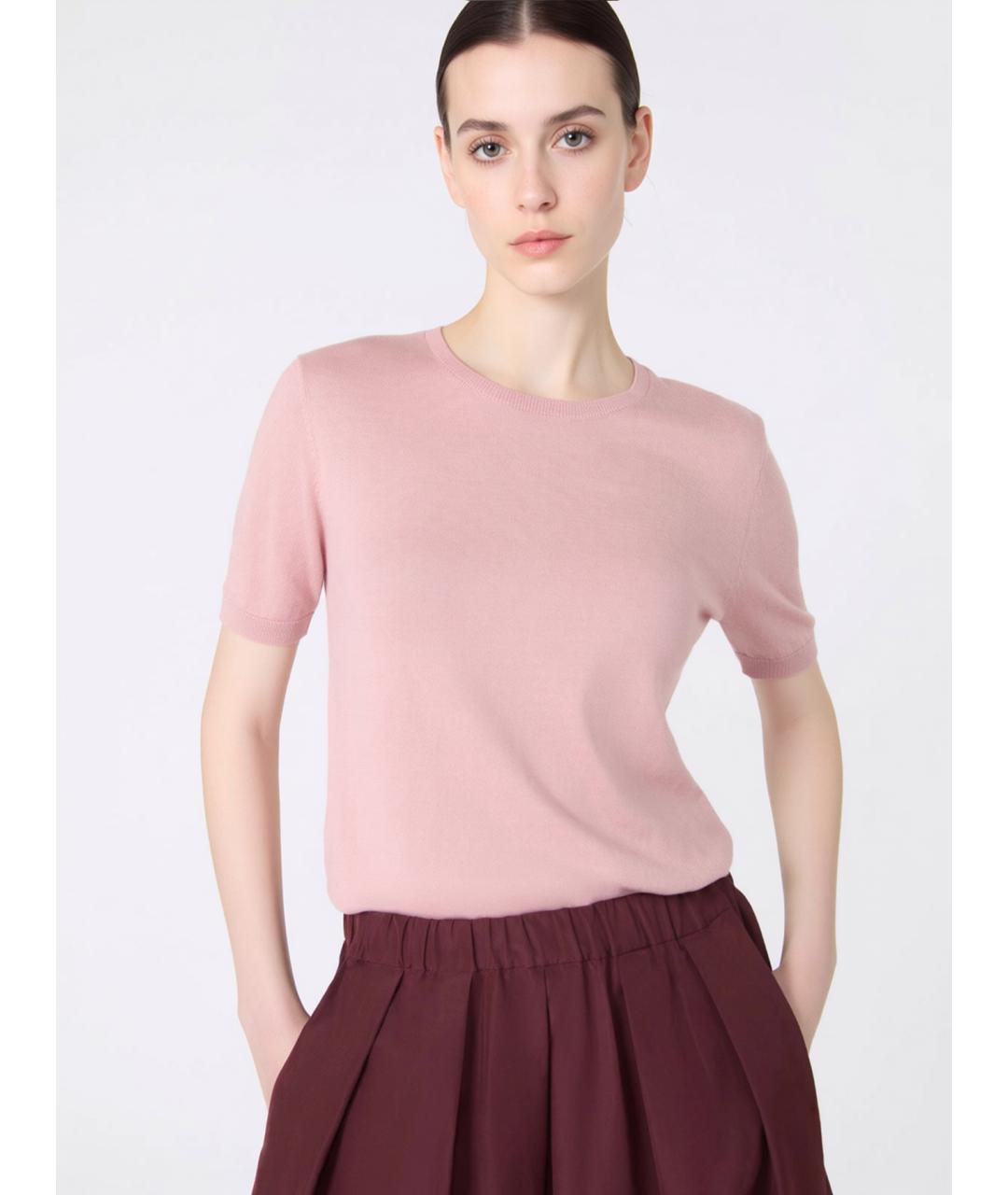 WEEKEND MAX MARA Розовая шелковая футболка, фото 5