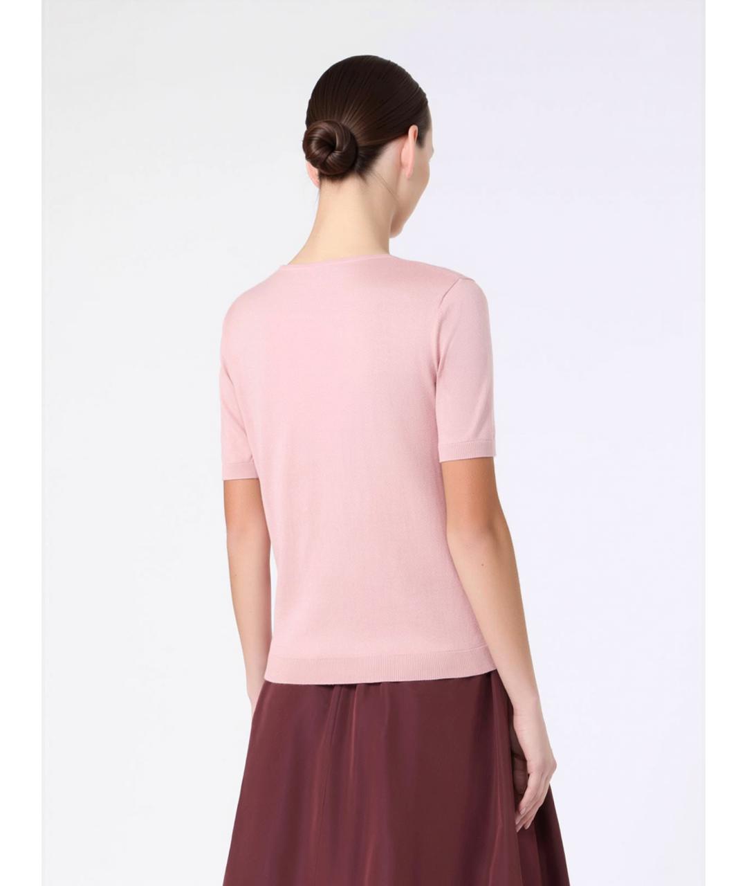 WEEKEND MAX MARA Розовая шелковая футболка, фото 4