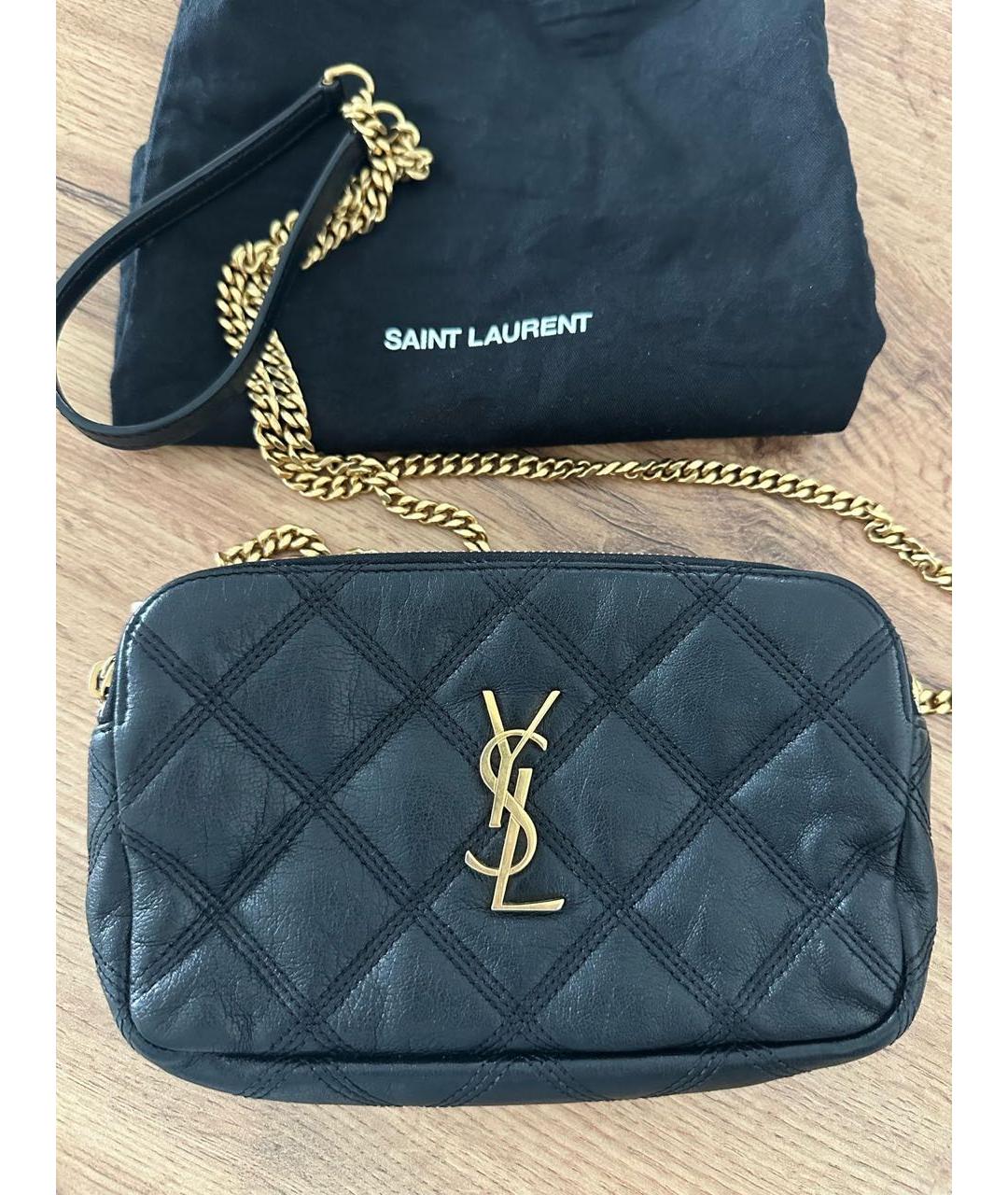 SAINT LAURENT Черная кожаная сумка через плечо, фото 5