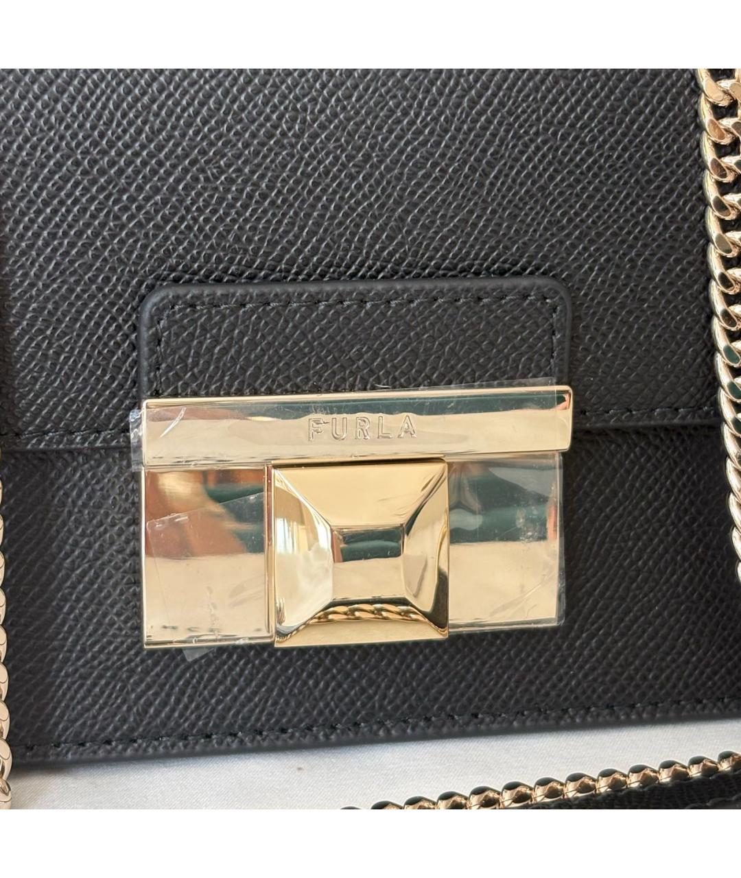 FURLA Черная кожаная сумка через плечо, фото 7