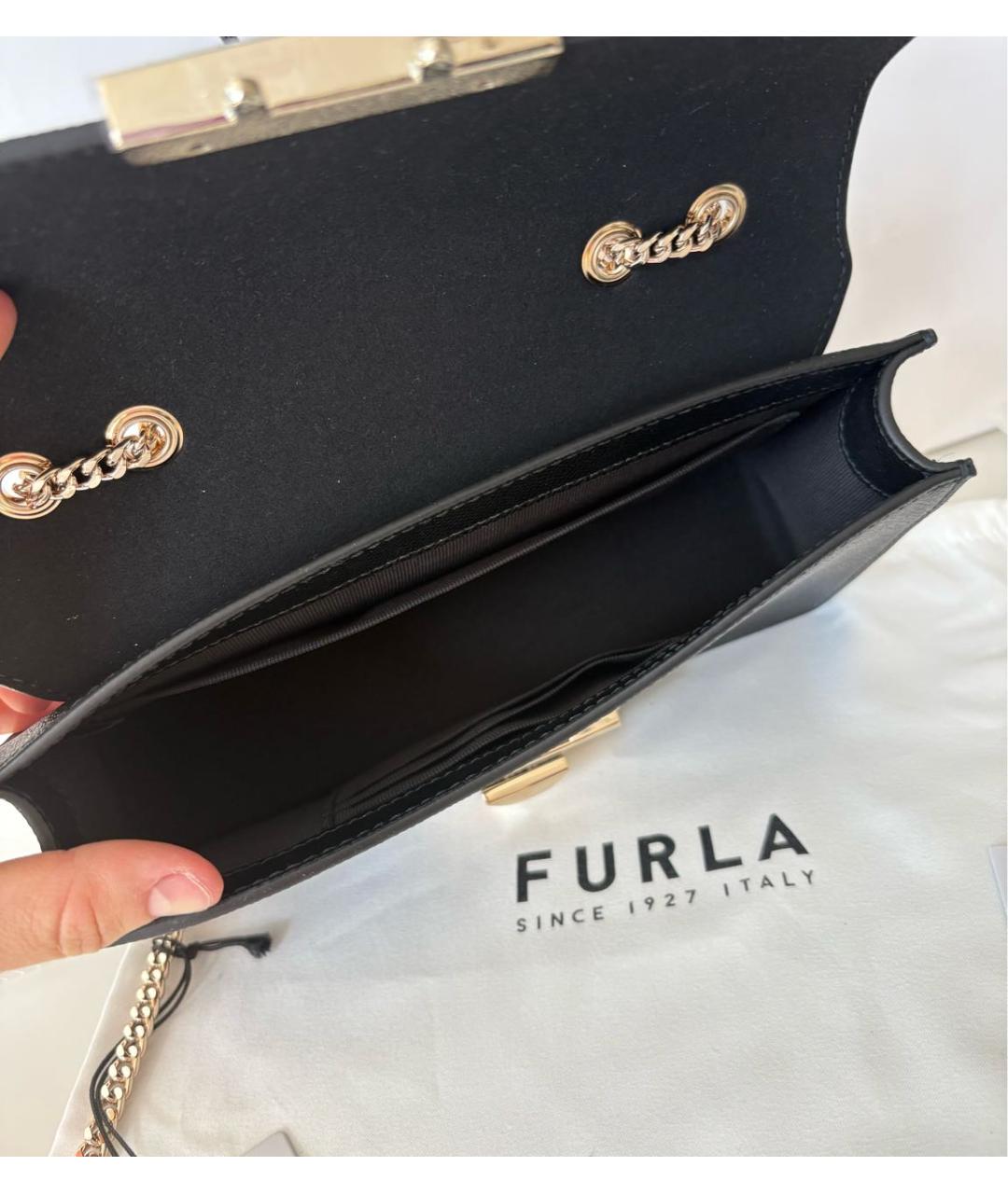 FURLA Черная кожаная сумка через плечо, фото 3
