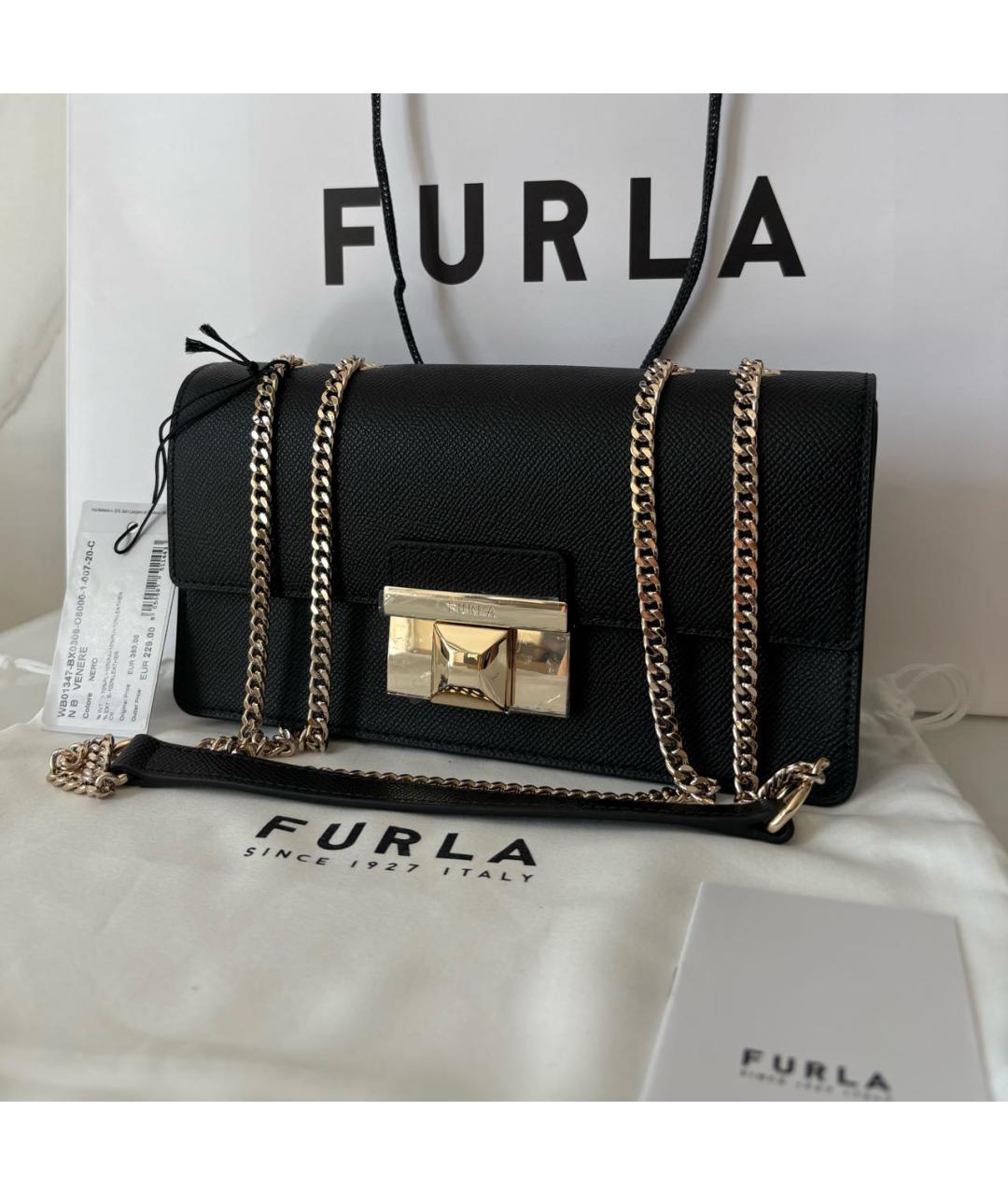 FURLA Черная кожаная сумка через плечо, фото 2