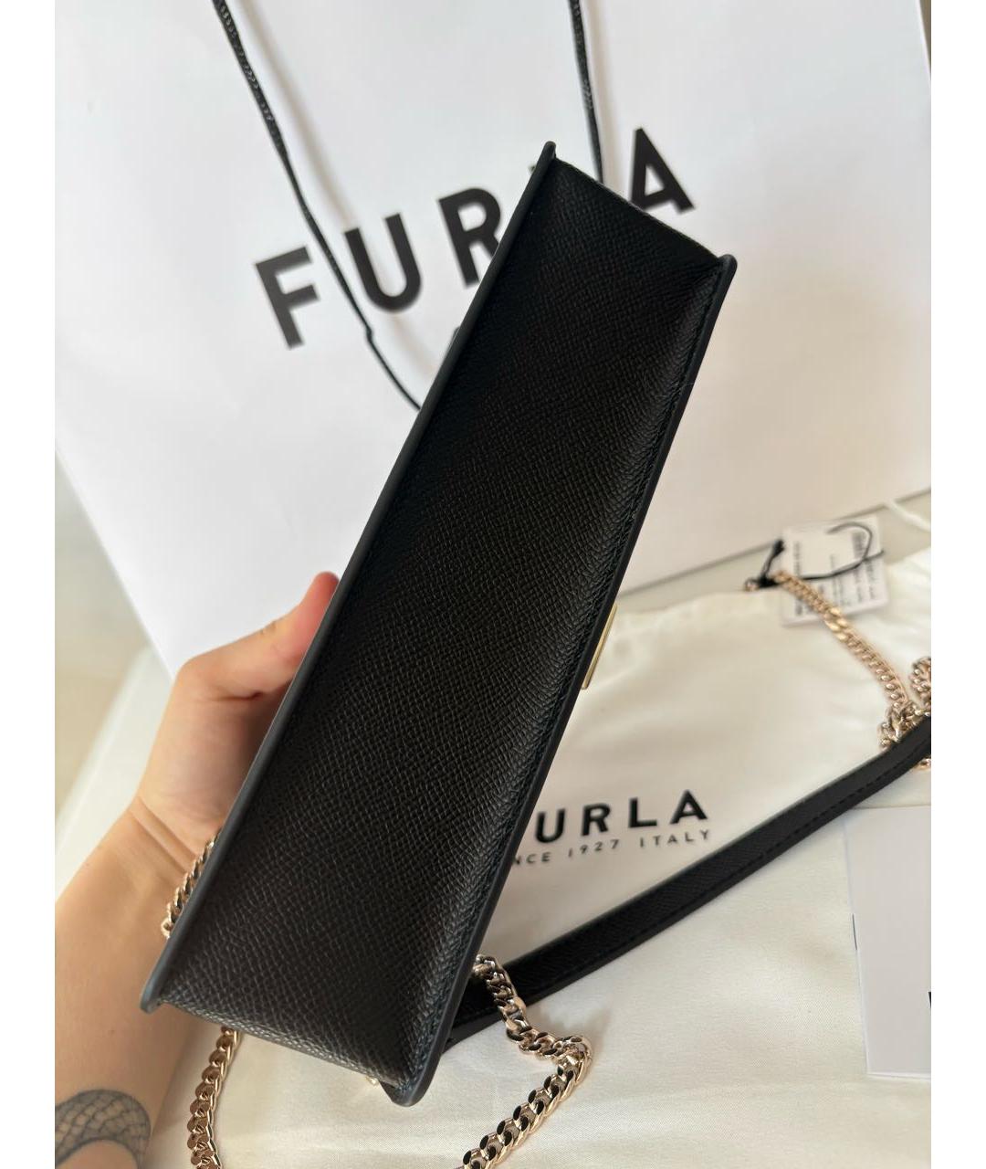 FURLA Черная кожаная сумка через плечо, фото 4