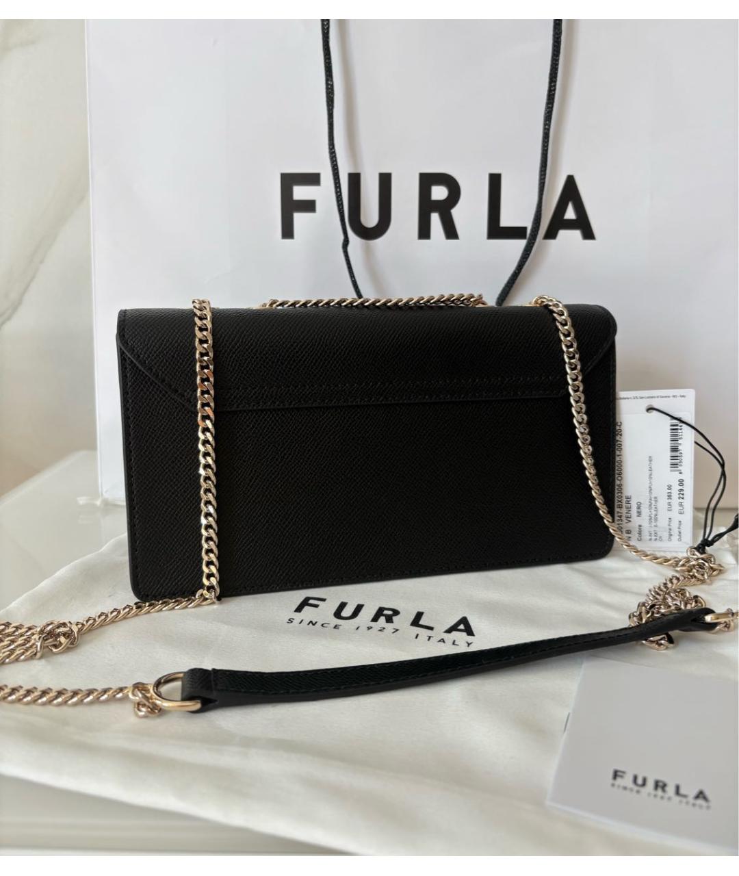 FURLA Черная кожаная сумка через плечо, фото 5