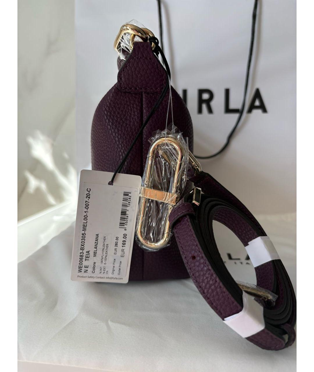 FURLA Фиолетовая кожаная сумка через плечо, фото 5