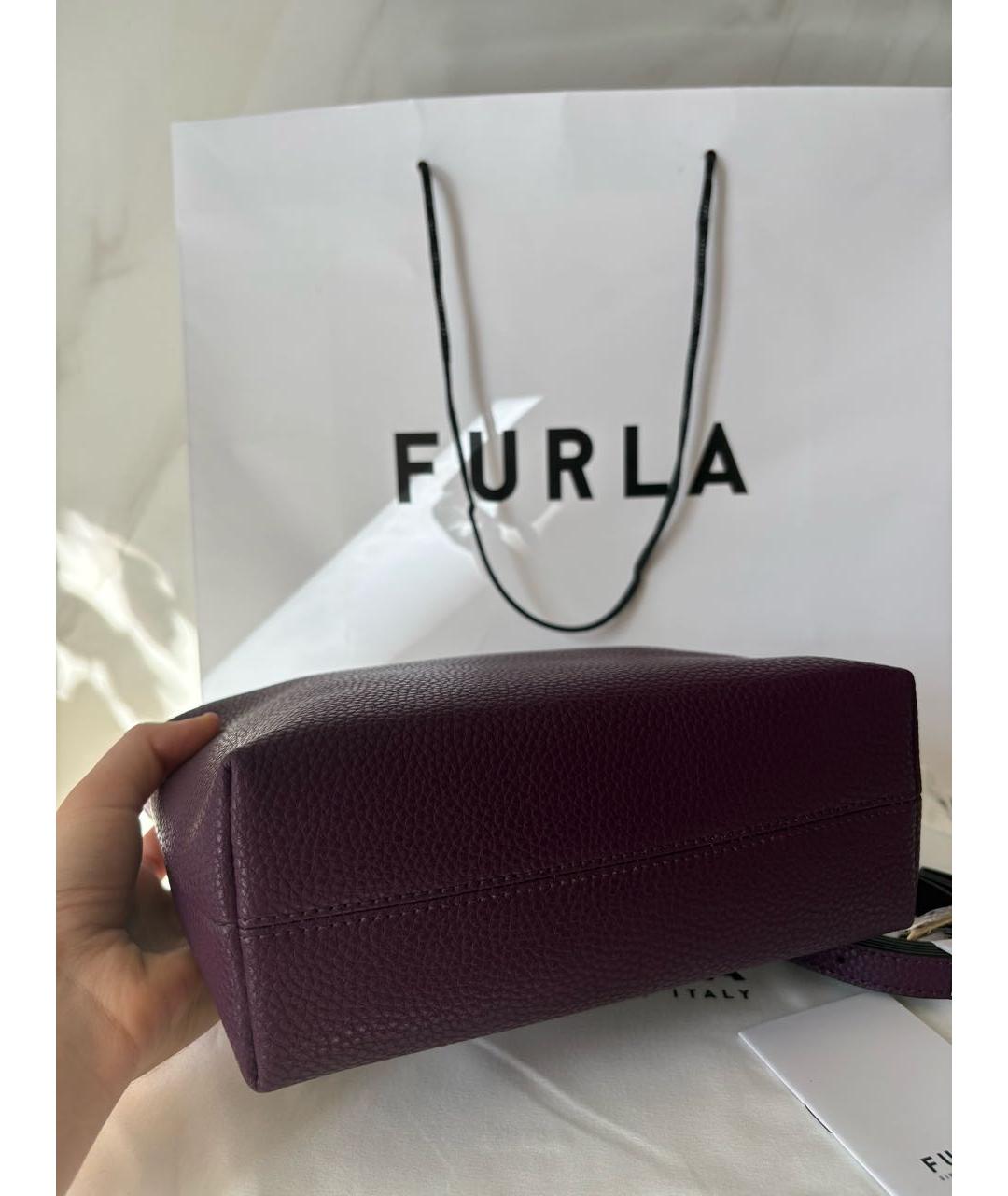 FURLA Фиолетовая кожаная сумка через плечо, фото 7