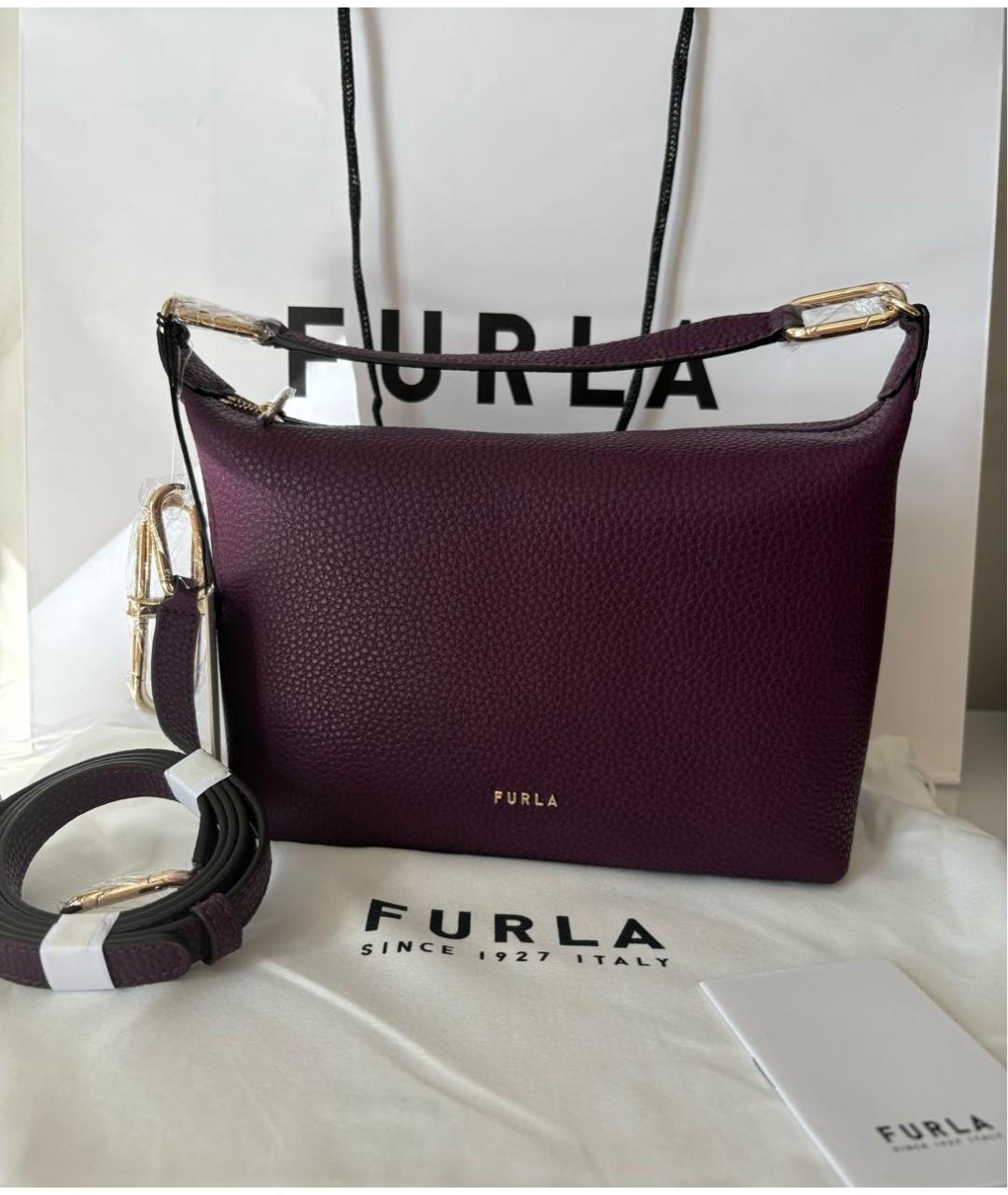 FURLA Фиолетовая кожаная сумка через плечо, фото 3
