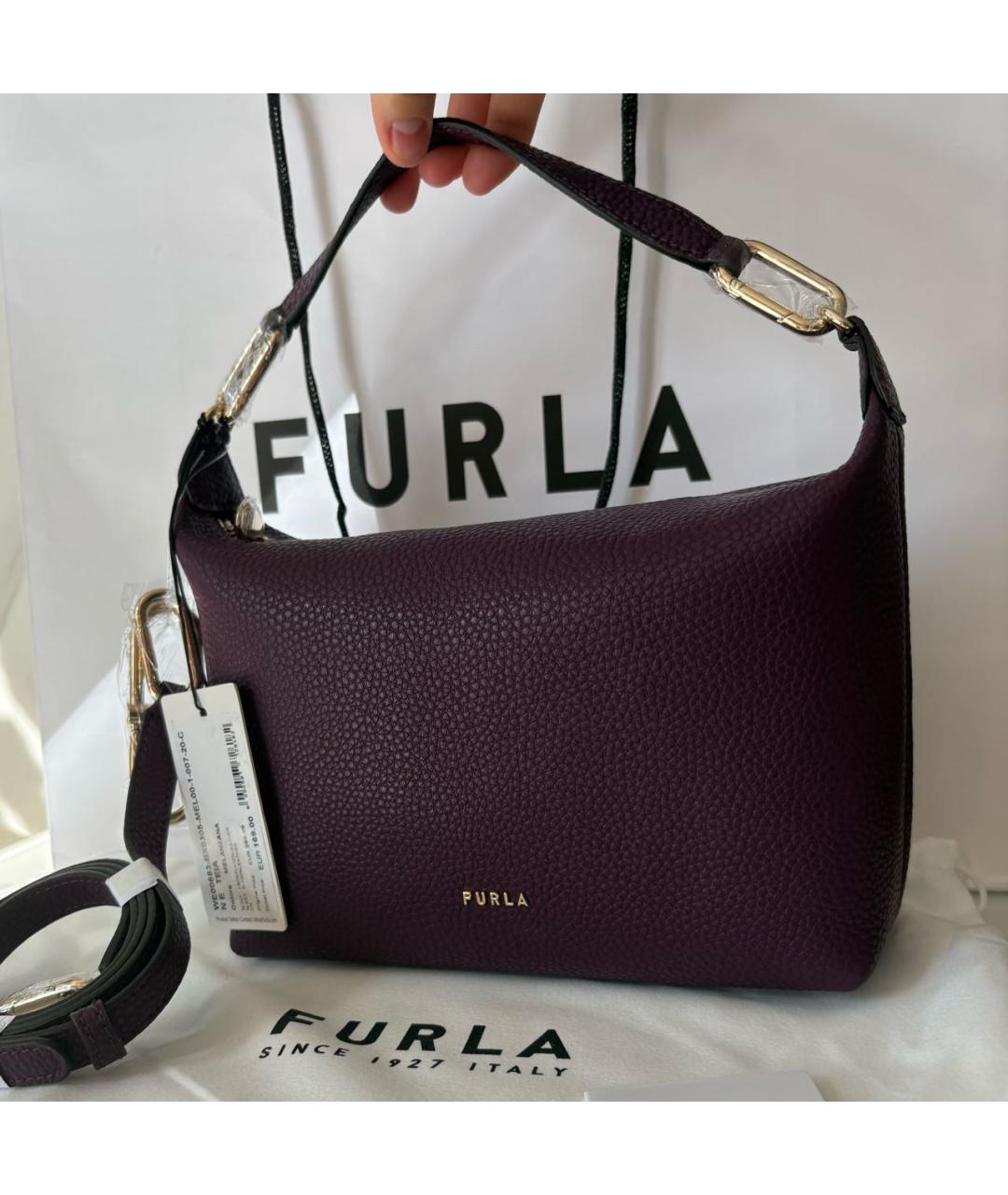 FURLA Фиолетовая кожаная сумка через плечо, фото 2