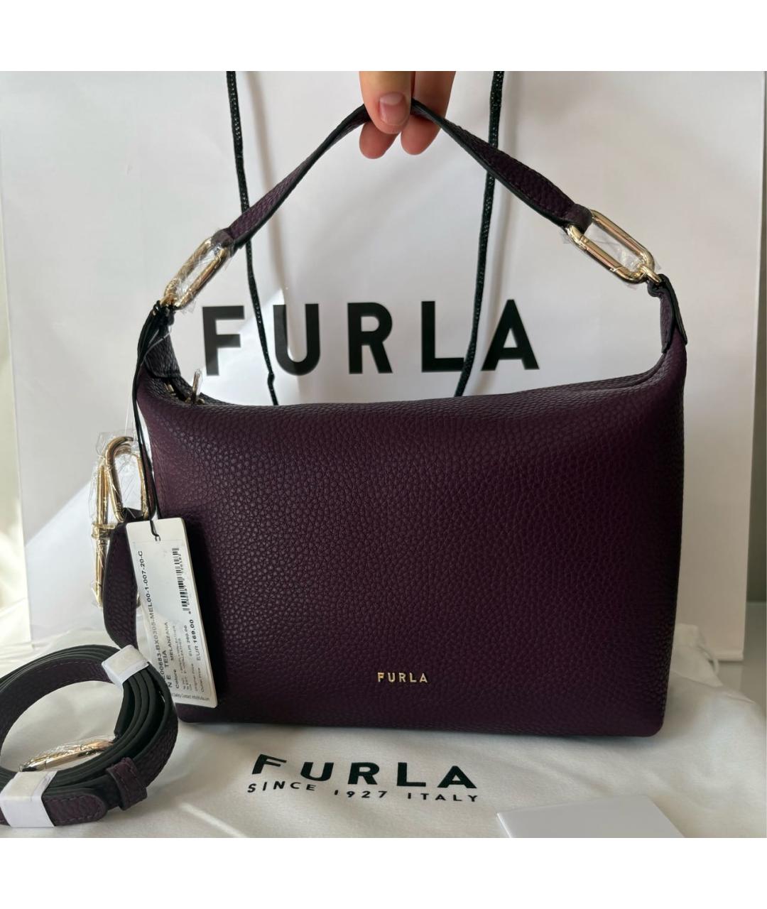 FURLA Фиолетовая кожаная сумка через плечо, фото 8