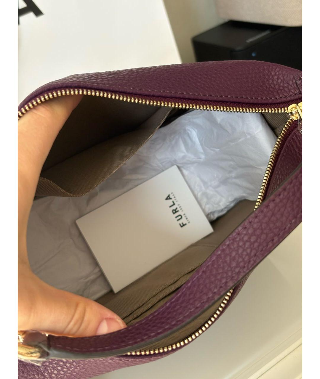 FURLA Фиолетовая кожаная сумка через плечо, фото 6