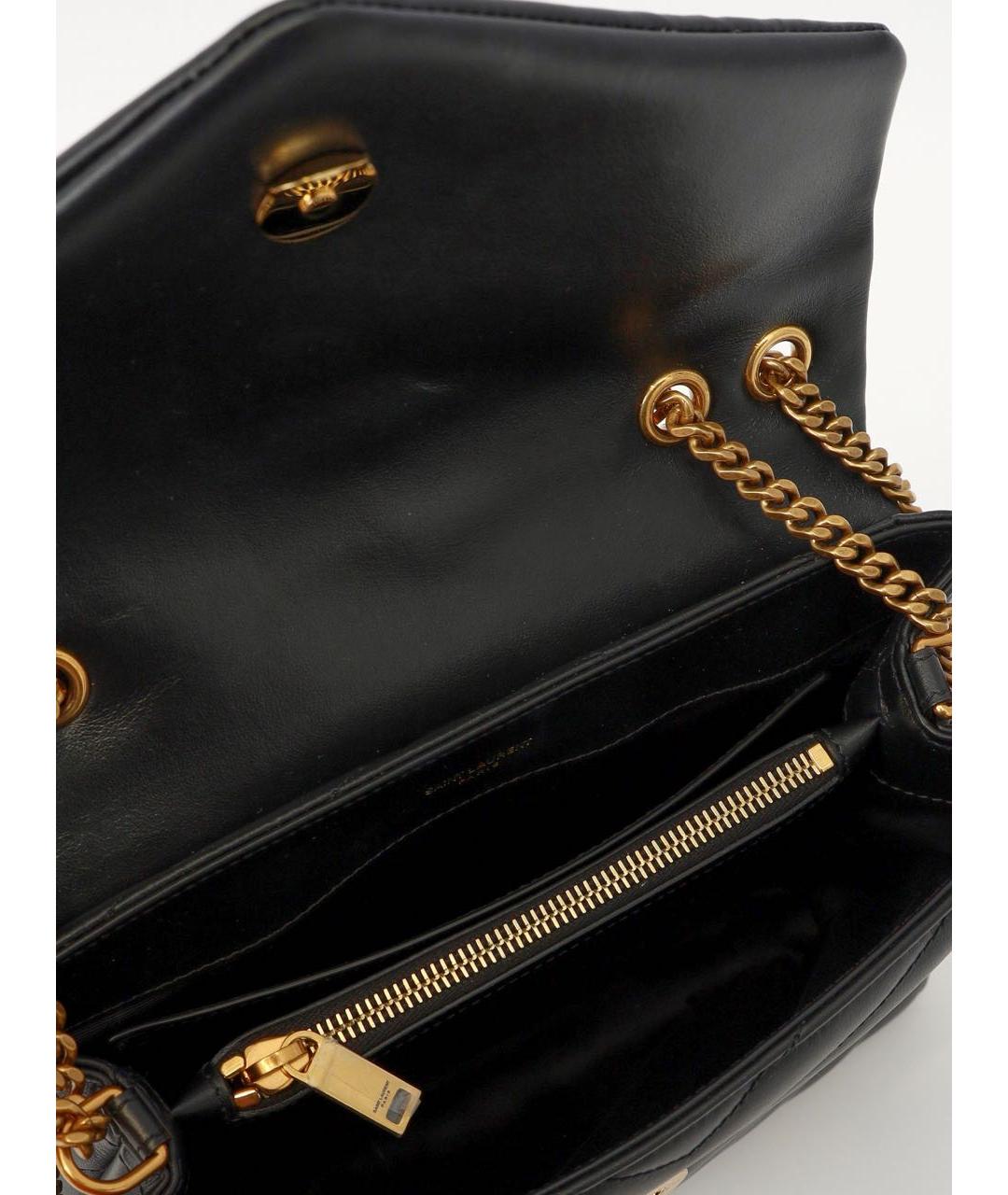 SAINT LAURENT Черная кожаная сумка тоут, фото 7