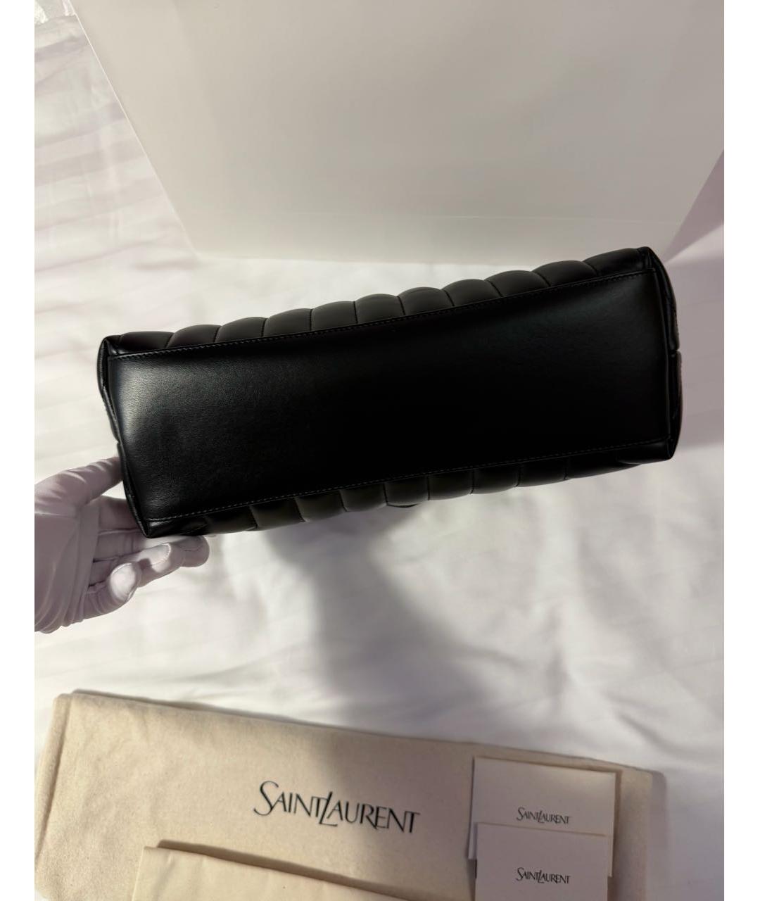 SAINT LAURENT Черная кожаная сумка тоут, фото 5