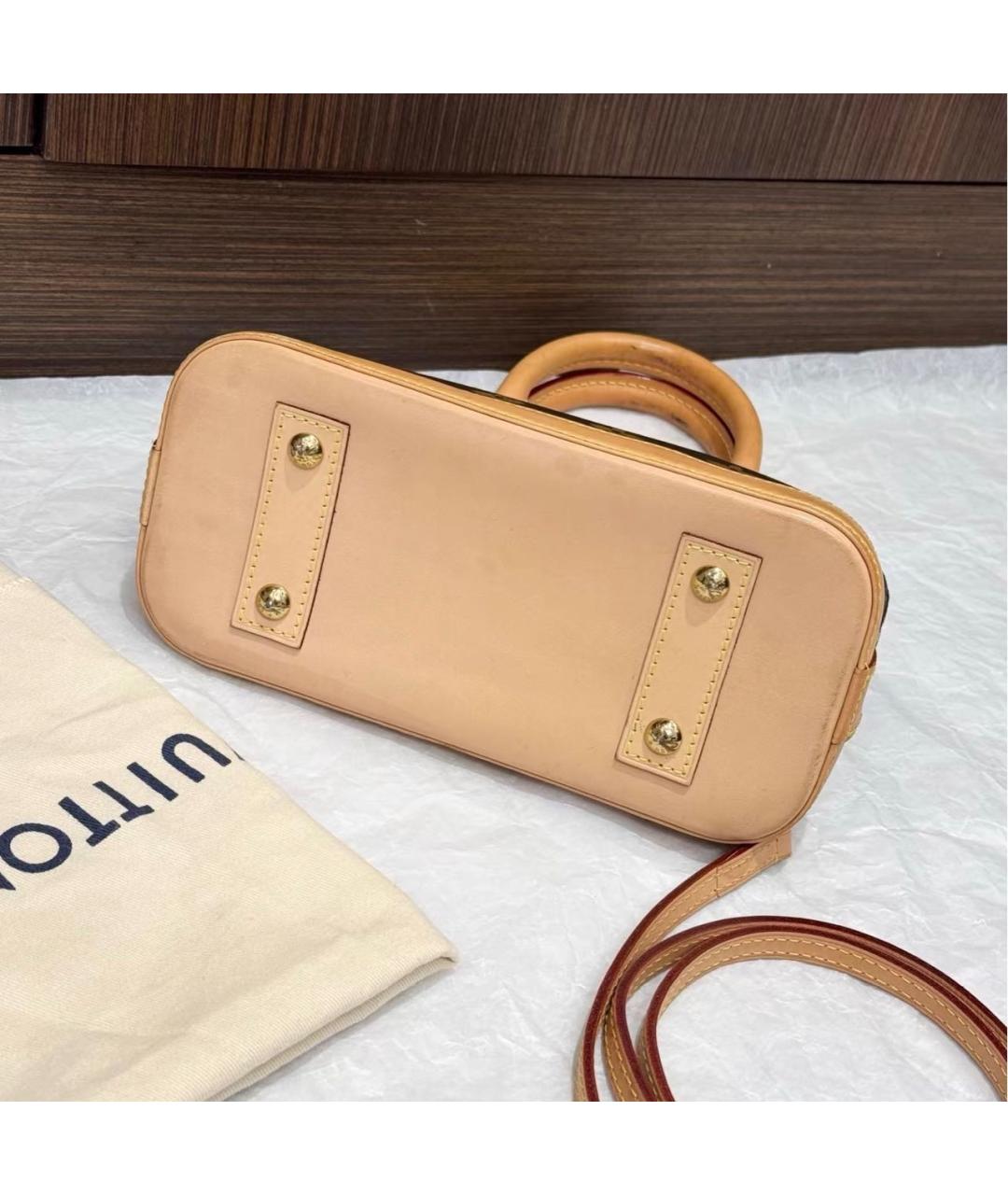 LOUIS VUITTON Коричневая кожаная сумка с короткими ручками, фото 4