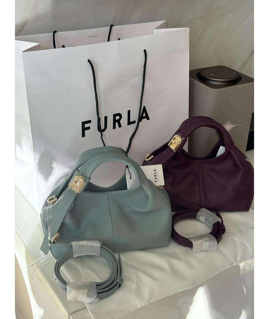 FURLA Голубая кожаная сумка через плечо, фото 2