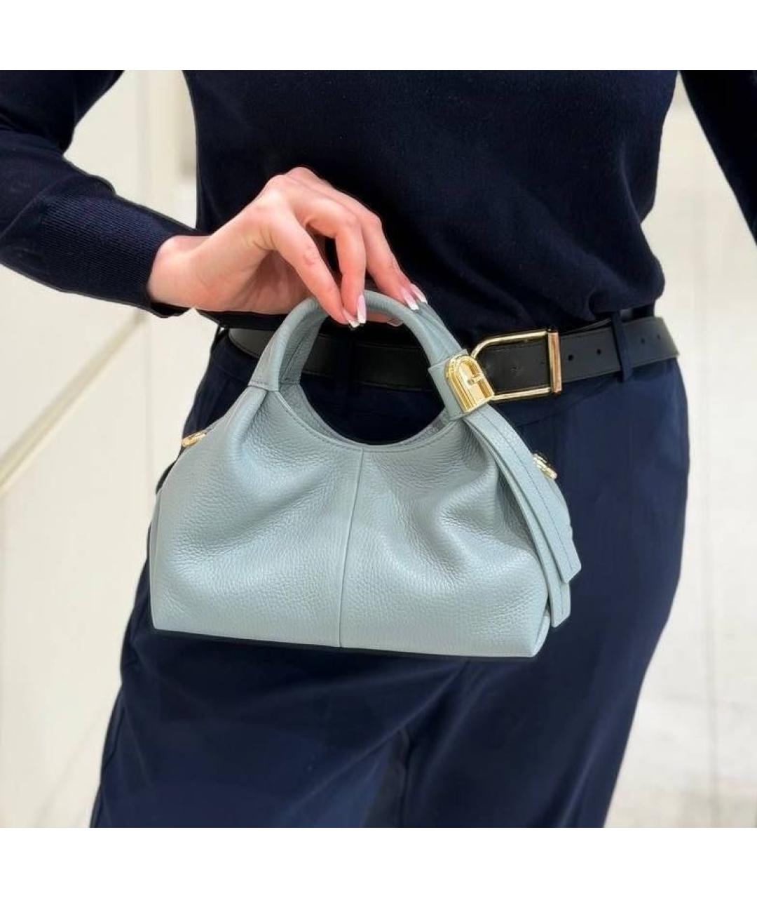 FURLA Голубая кожаная сумка через плечо, фото 7