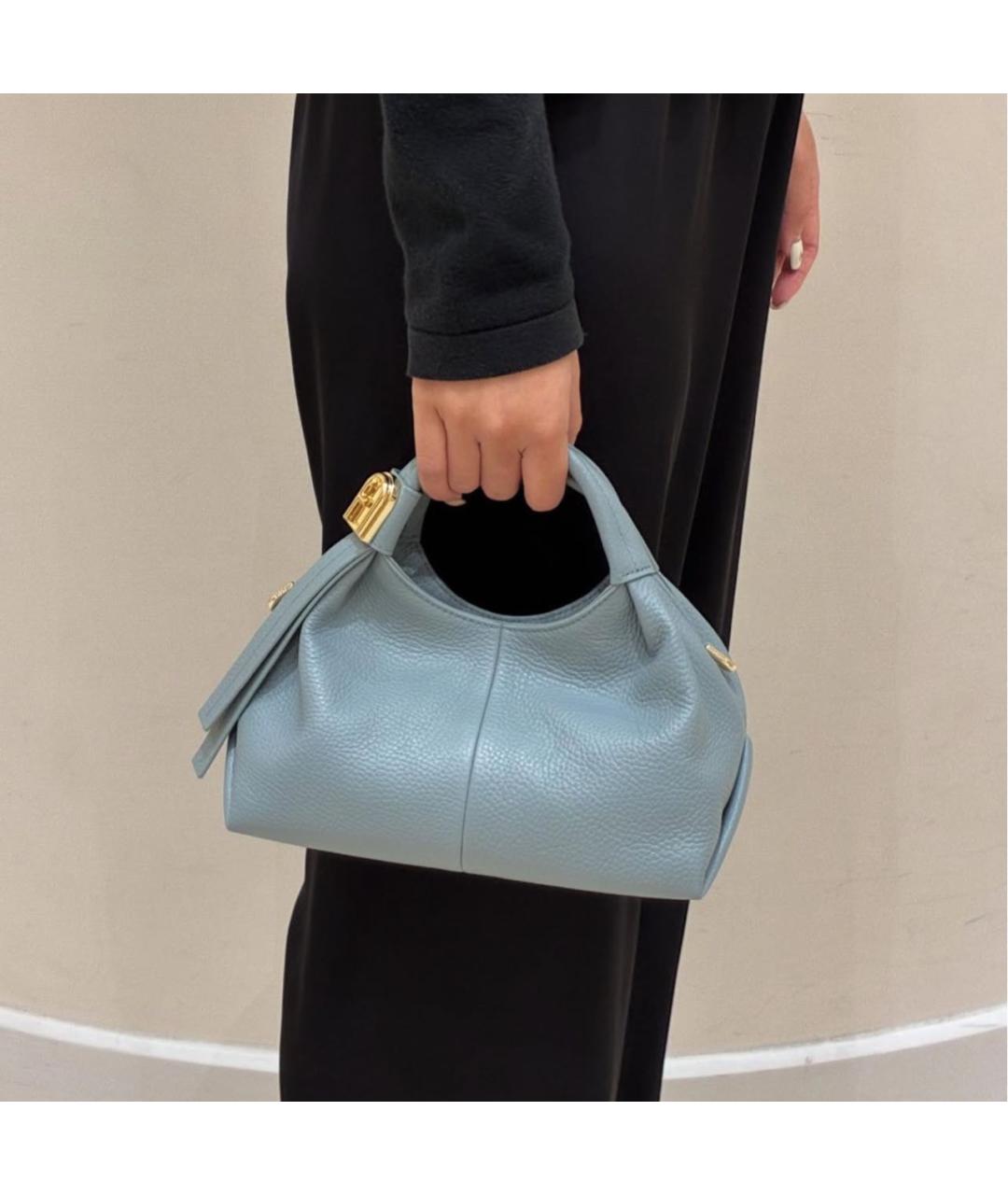 FURLA Голубая кожаная сумка через плечо, фото 4