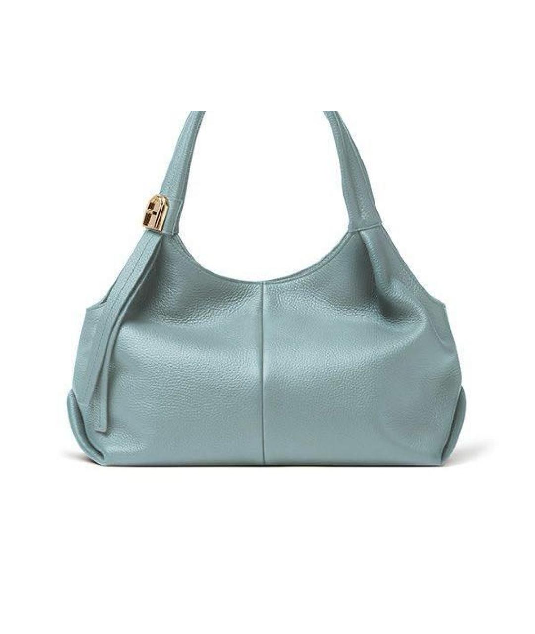 FURLA Голубая кожаная сумка через плечо, фото 8