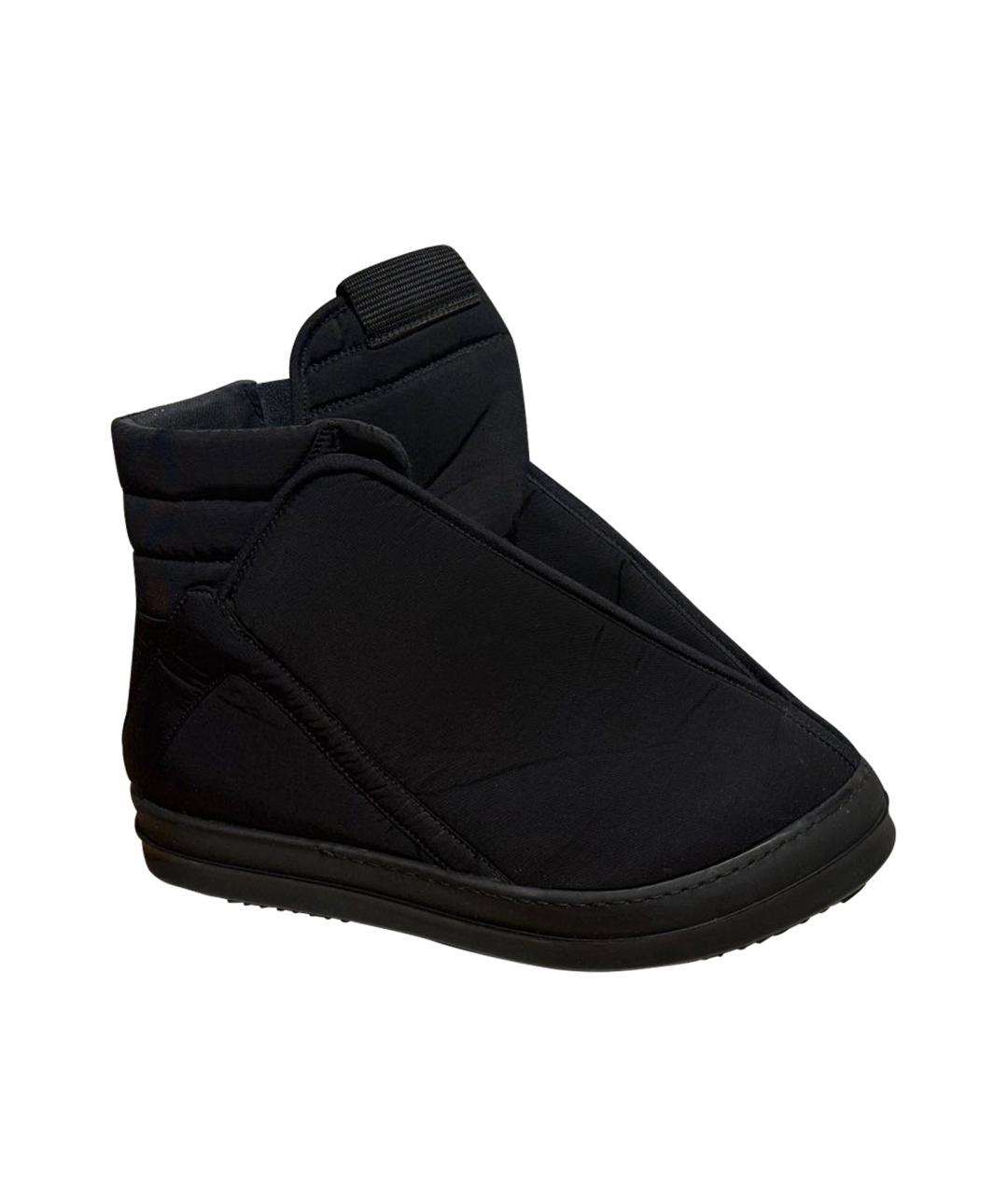 RICK OWENS DRKSHDW Черные текстильные высокие кроссовки / кеды, фото 1