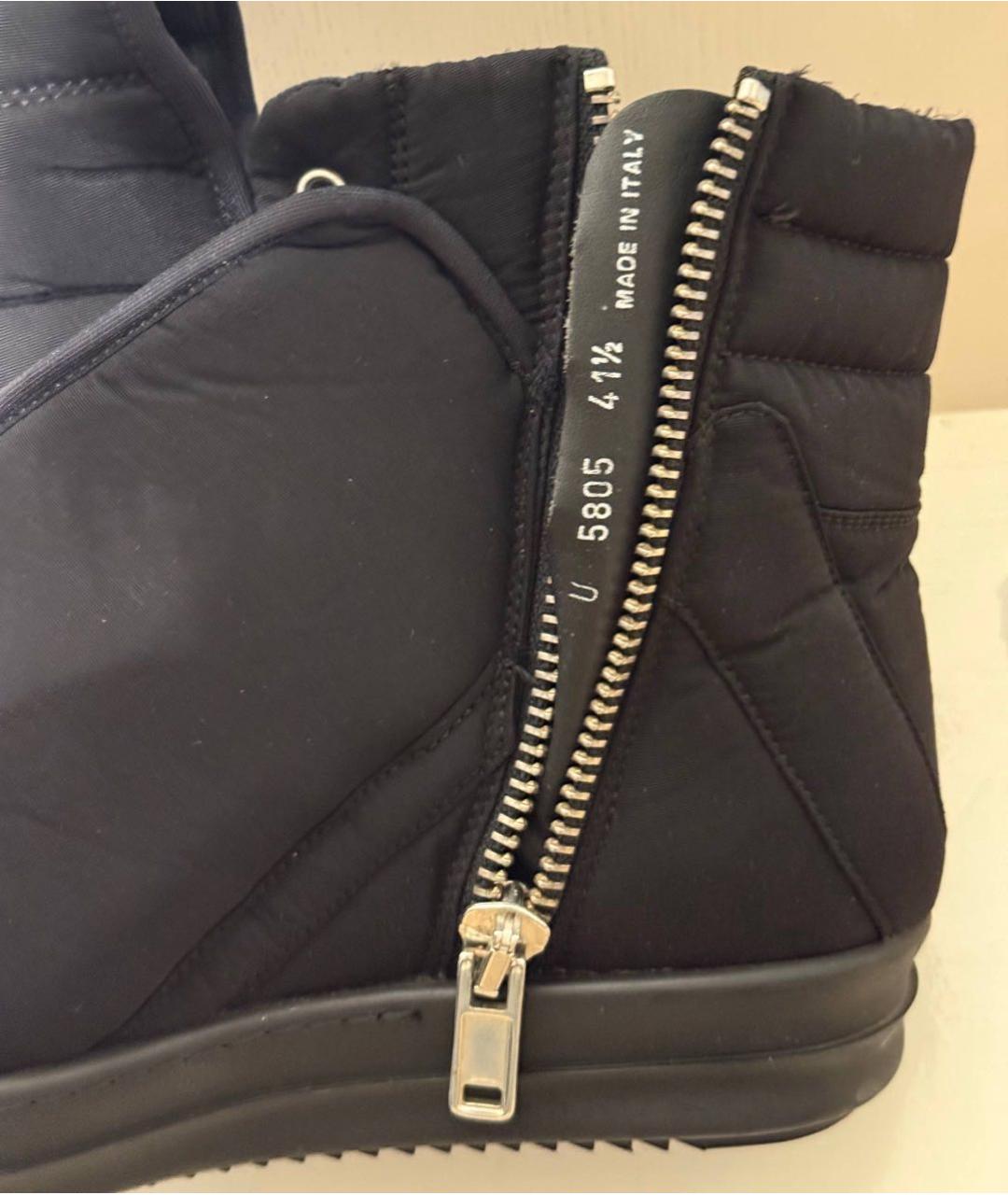 RICK OWENS DRKSHDW Черные текстильные высокие кроссовки / кеды, фото 4