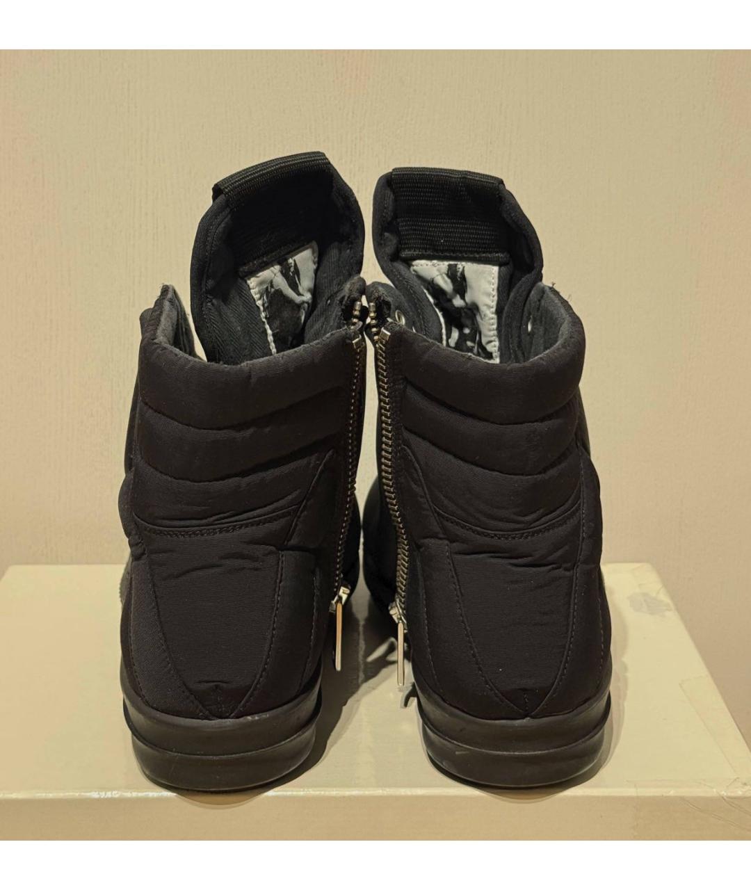 RICK OWENS DRKSHDW Черные текстильные высокие кроссовки / кеды, фото 3