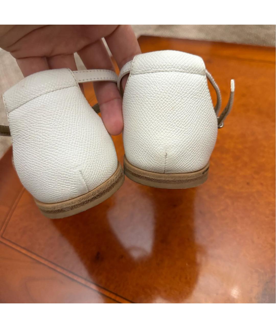 HERMES Белые кожаные сандалии, фото 4
