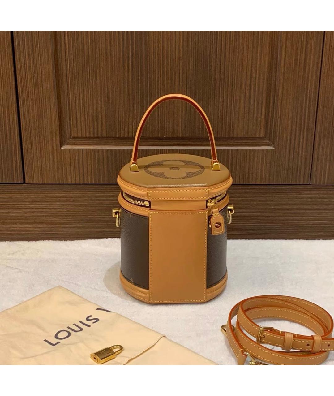 LOUIS VUITTON Коричневая кожаная сумка с короткими ручками, фото 3