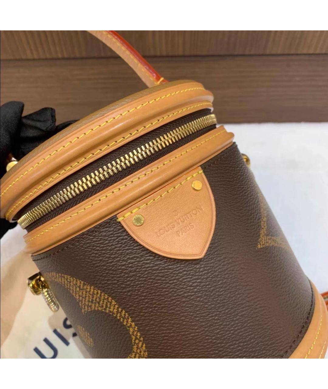 LOUIS VUITTON Коричневая кожаная сумка с короткими ручками, фото 5