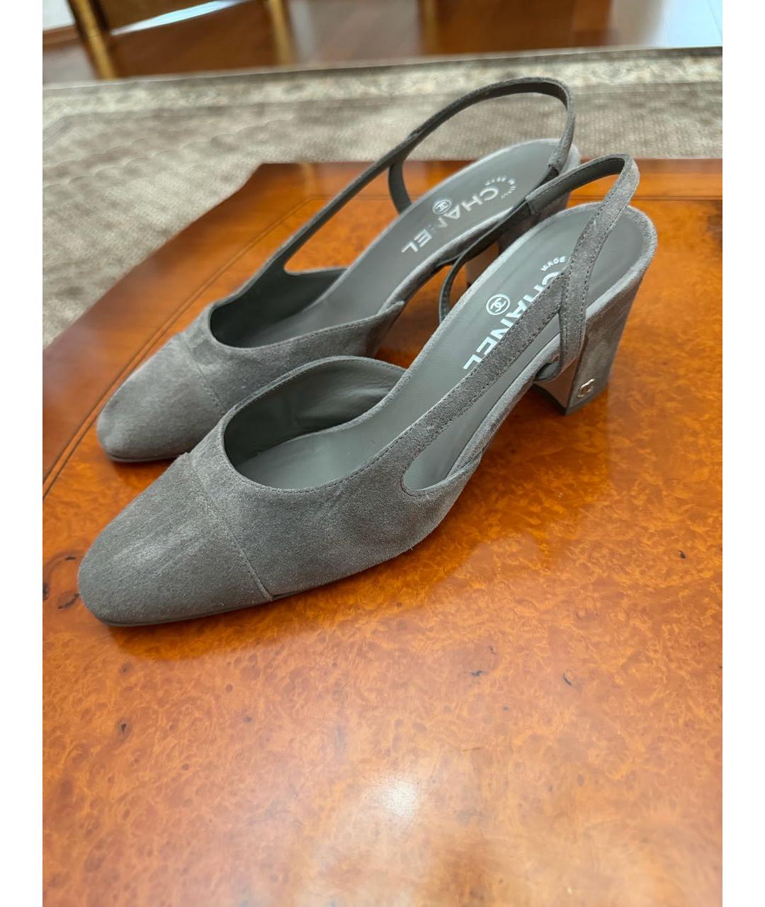 CHANEL Серые замшевые туфли, фото 5
