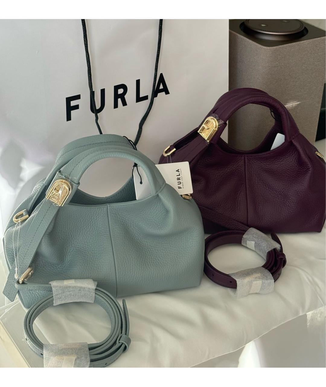 FURLA Фиолетовая кожаная сумка через плечо, фото 2