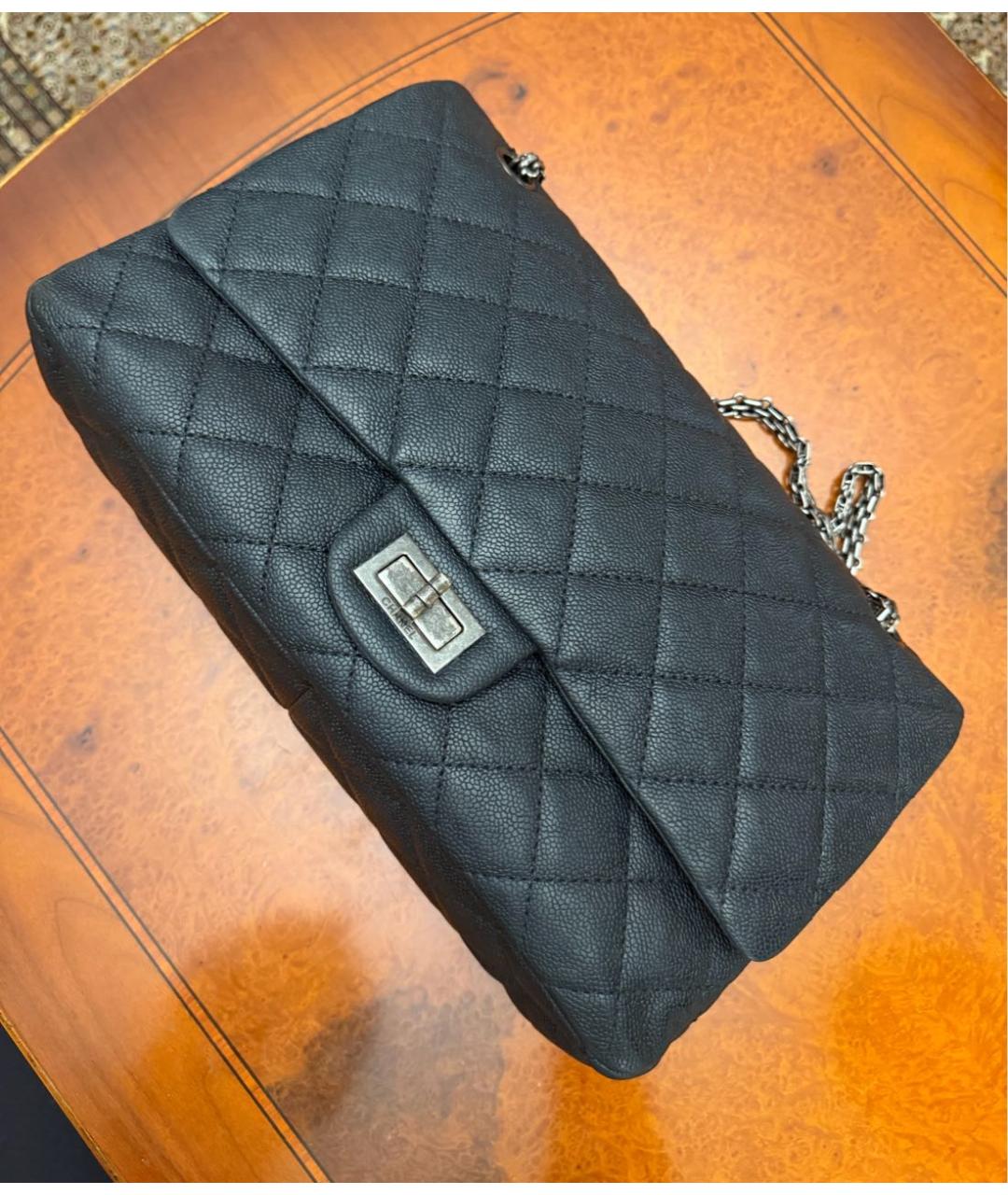 CHANEL Серая кожаная сумка с короткими ручками, фото 6