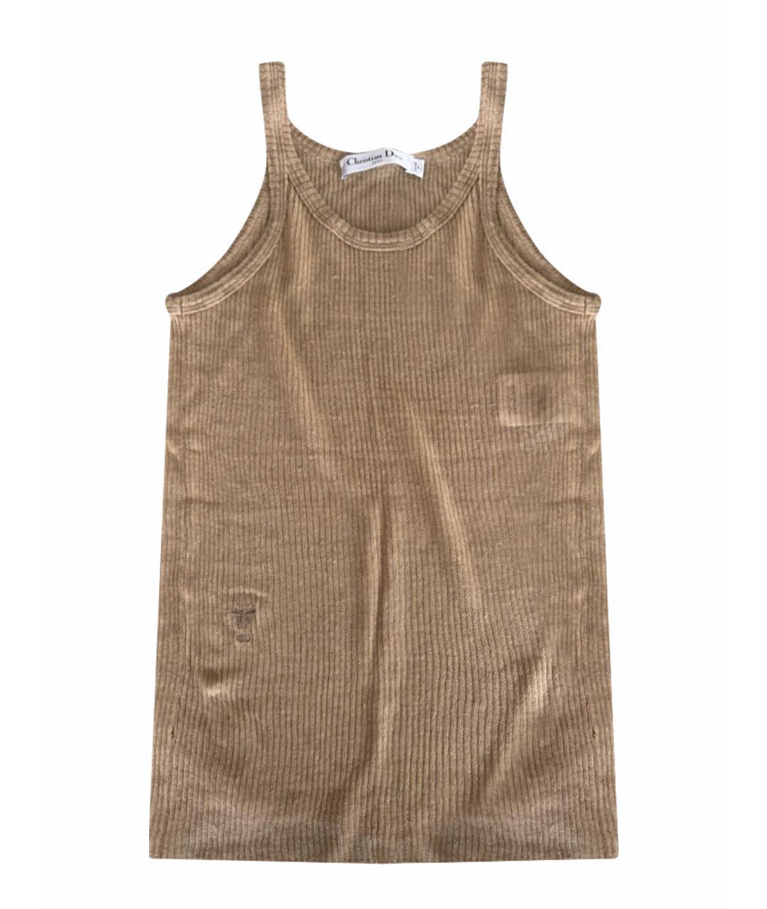 CHRISTIAN DIOR Бежевая льняная майка, фото 1